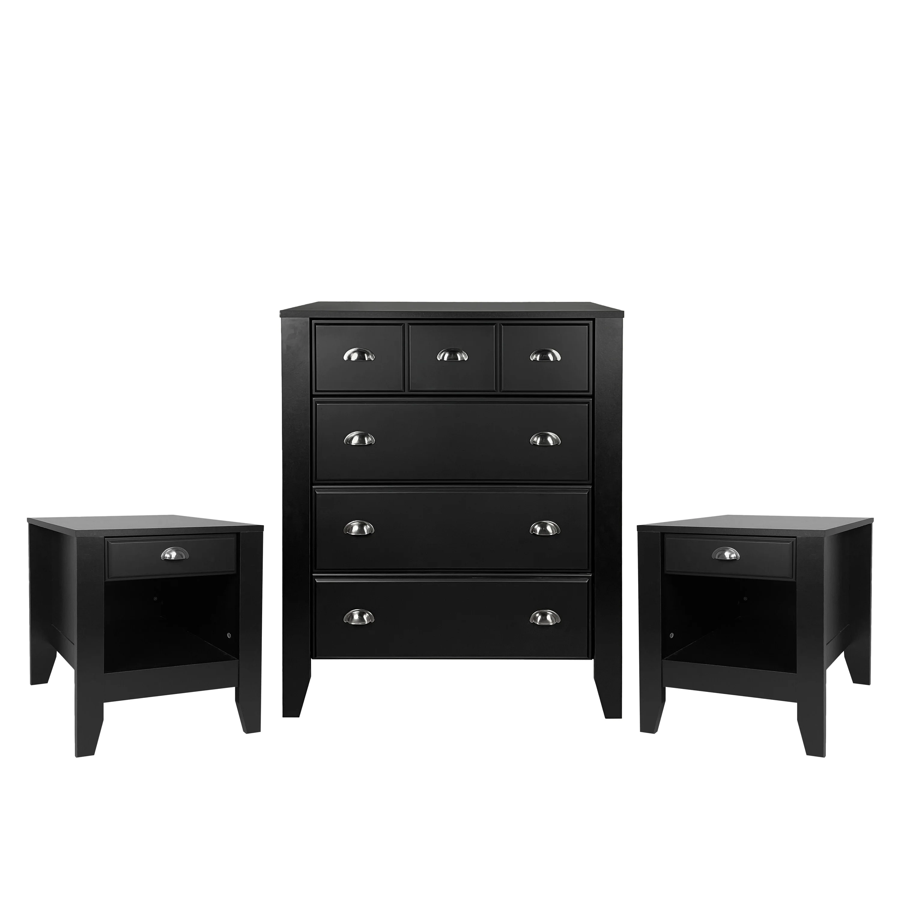 Cleary Contemporary Faux Wood 3 Piece Dresser and Nightstand Bedroom Set - furnishings