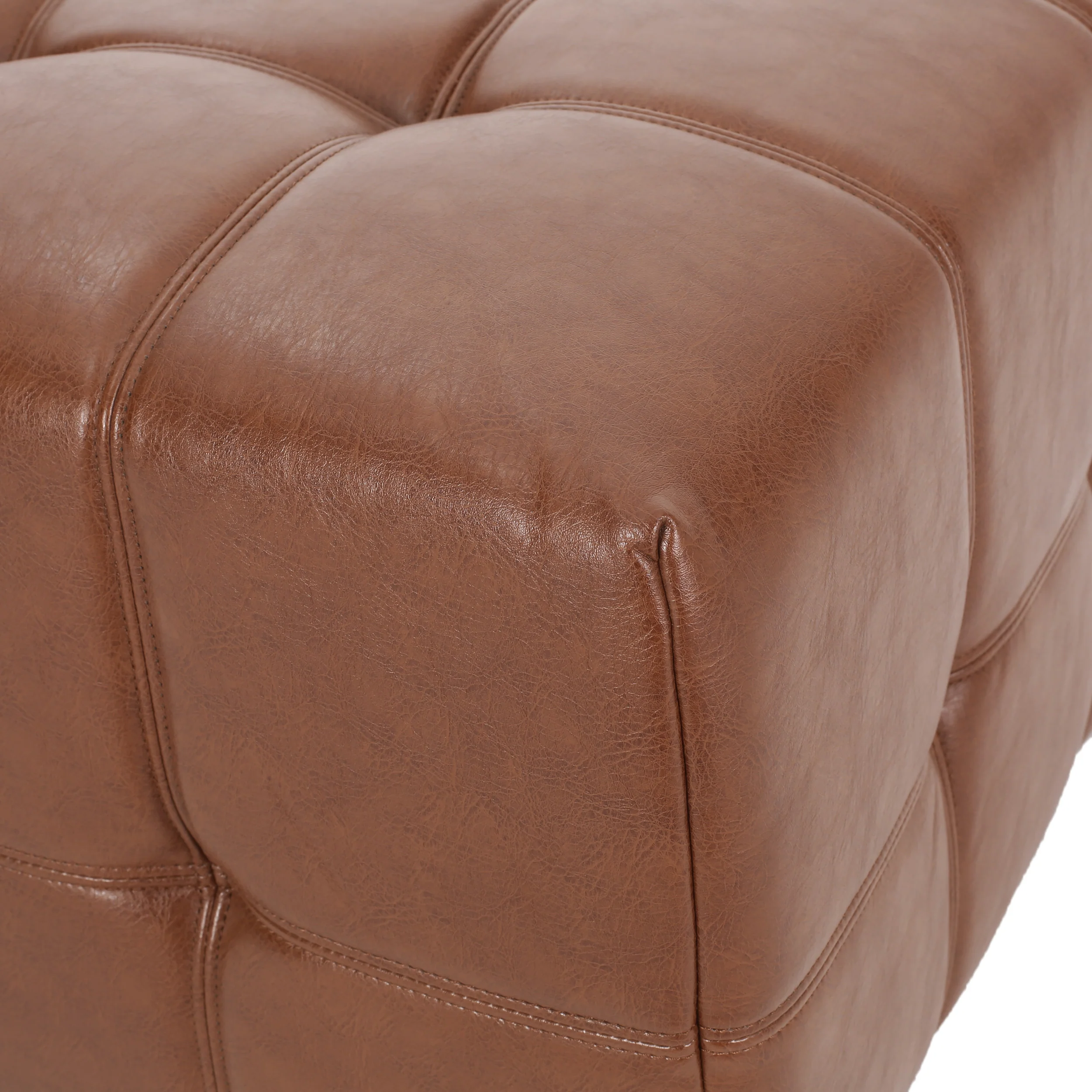 Littell Faux Leather Tufted Ottoman - furnishings