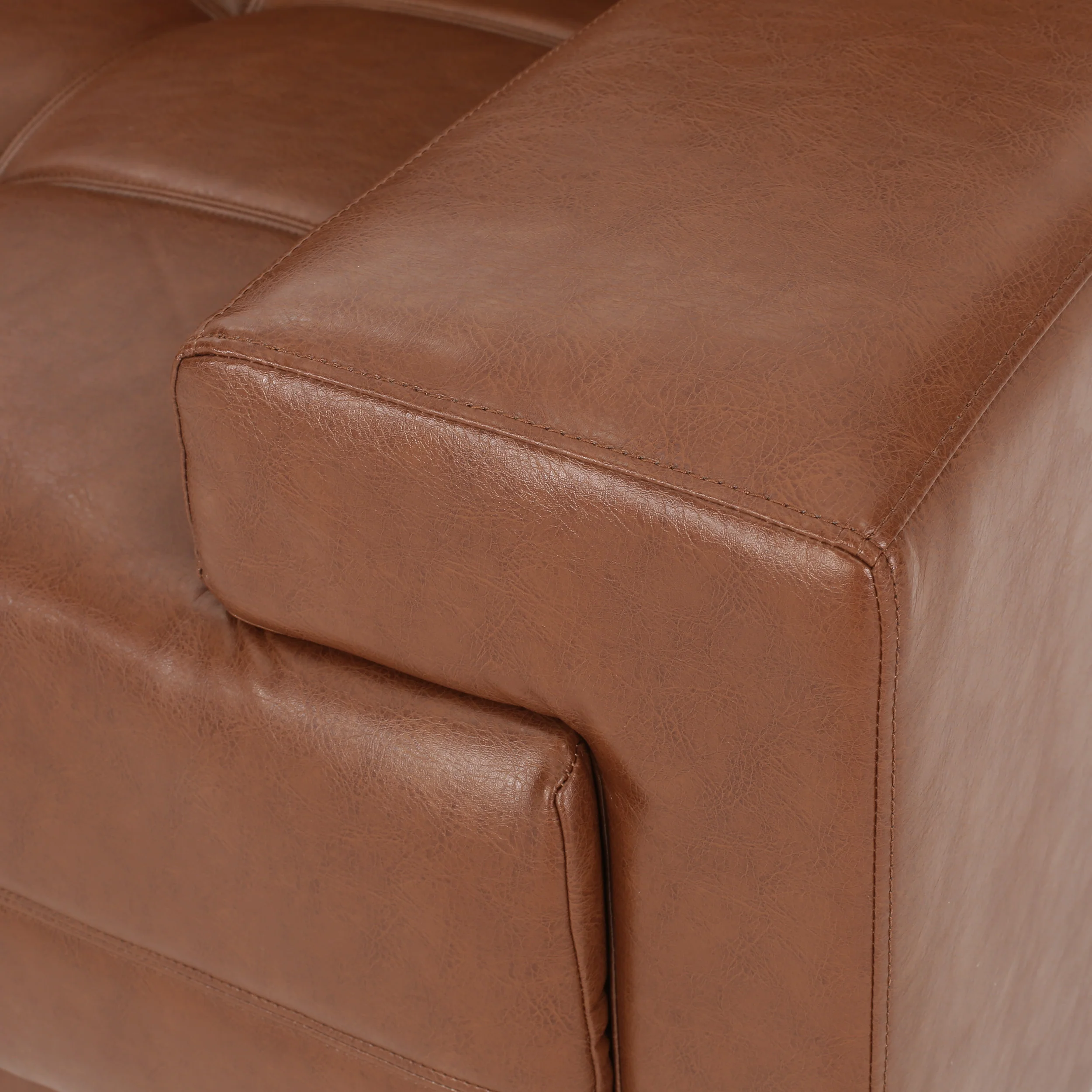 Littell Contemporary Faux Leather Tufted 4 Seater Sofa and Chaise Lounge Sectional Set with Ottoman - furnishings
