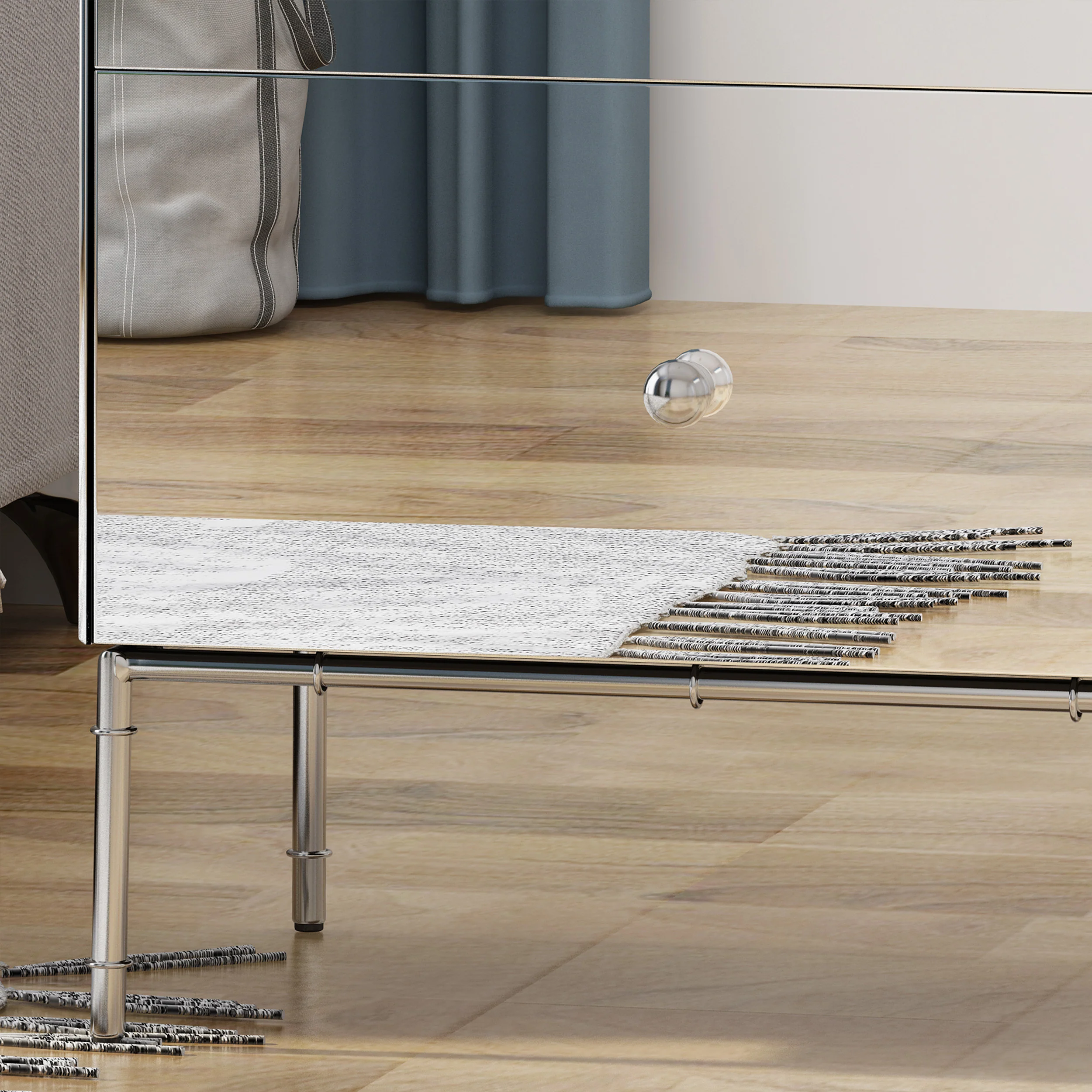 Eternis Modern Mirrored Two Drawer Cabinet - furnishings