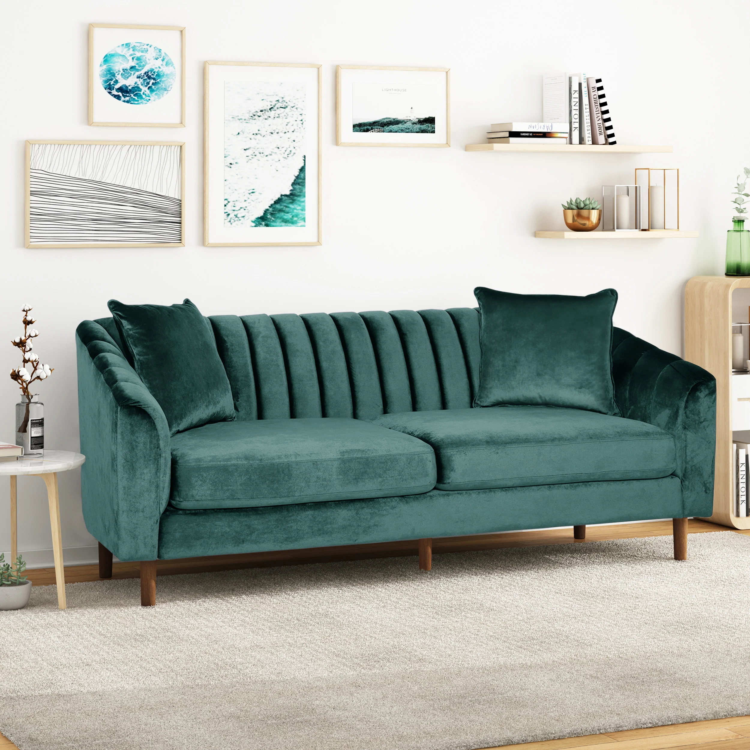 Jeannie Contemporary Velvet 3 Seater Sofa - furnishings