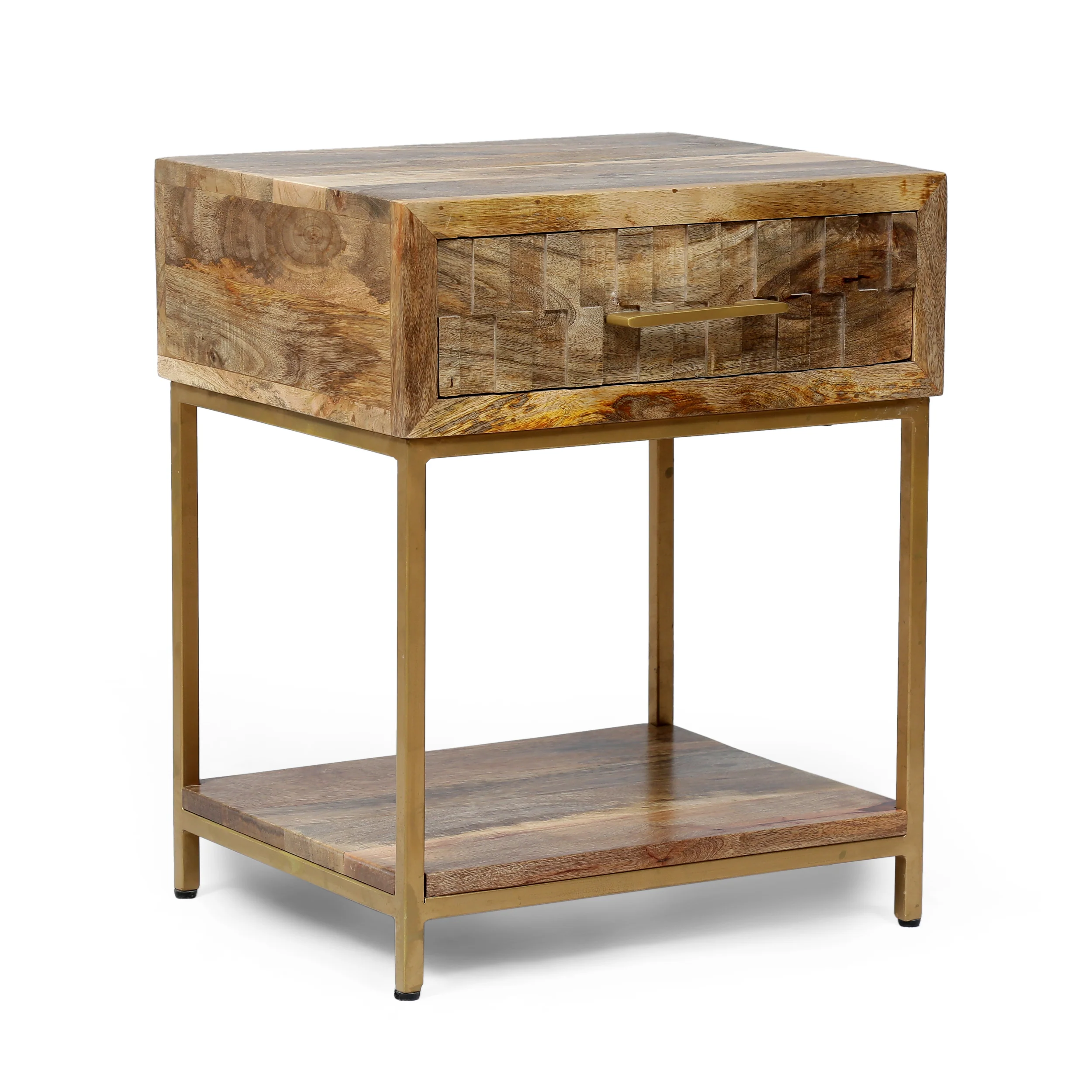 Sandia Handcrafted Boho Mango Wood Nightstand - furnishings