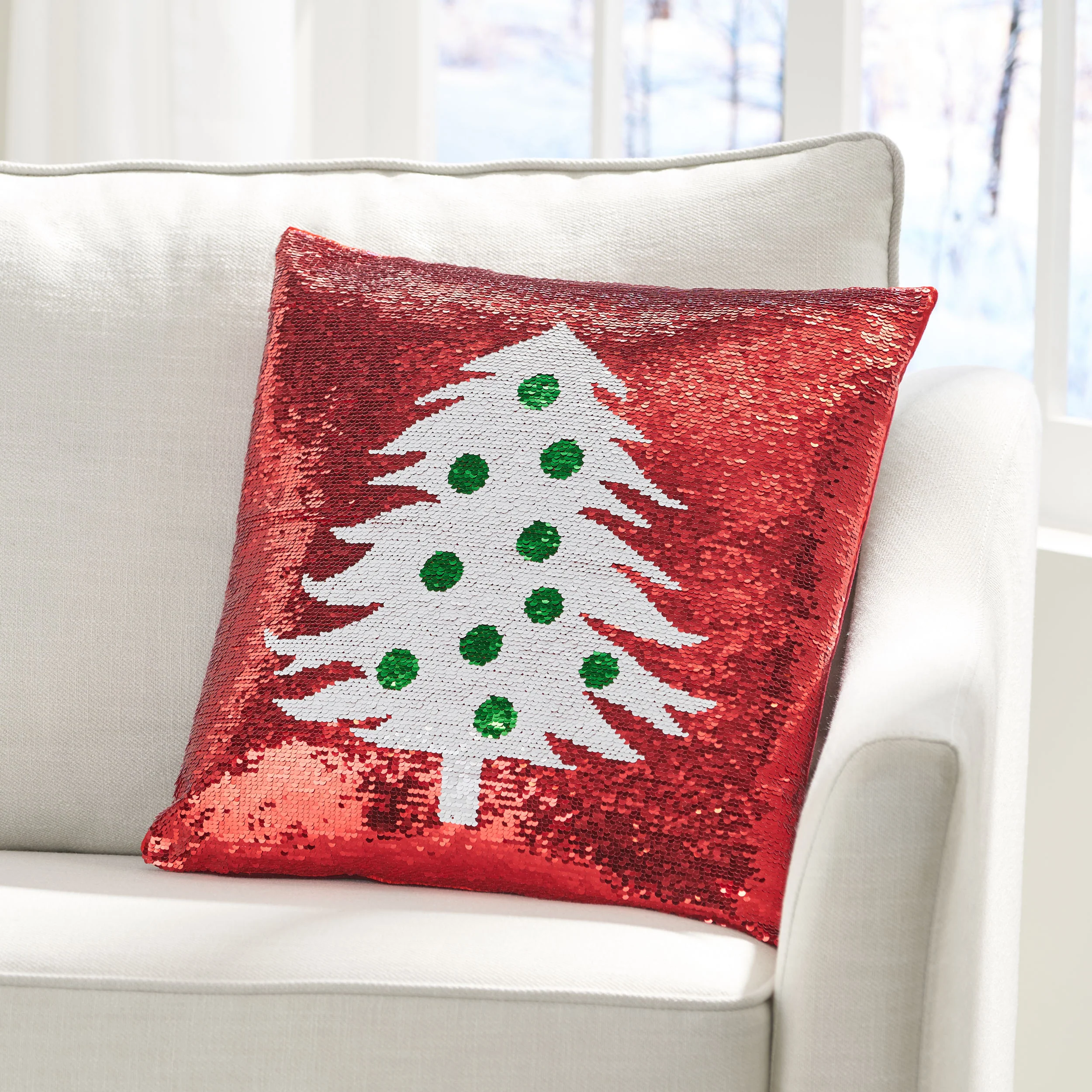 Romious Glam Sequin Christmas Throw Pillow - furnishings