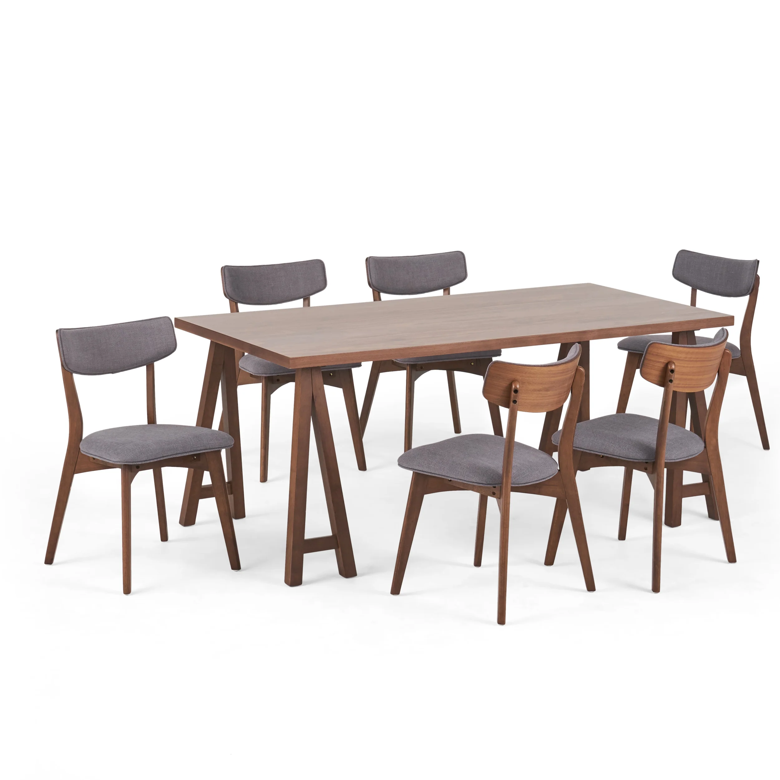 Turat Mid-Century Modern 7 Piece Dining Set with A-Frame Table - furnishings