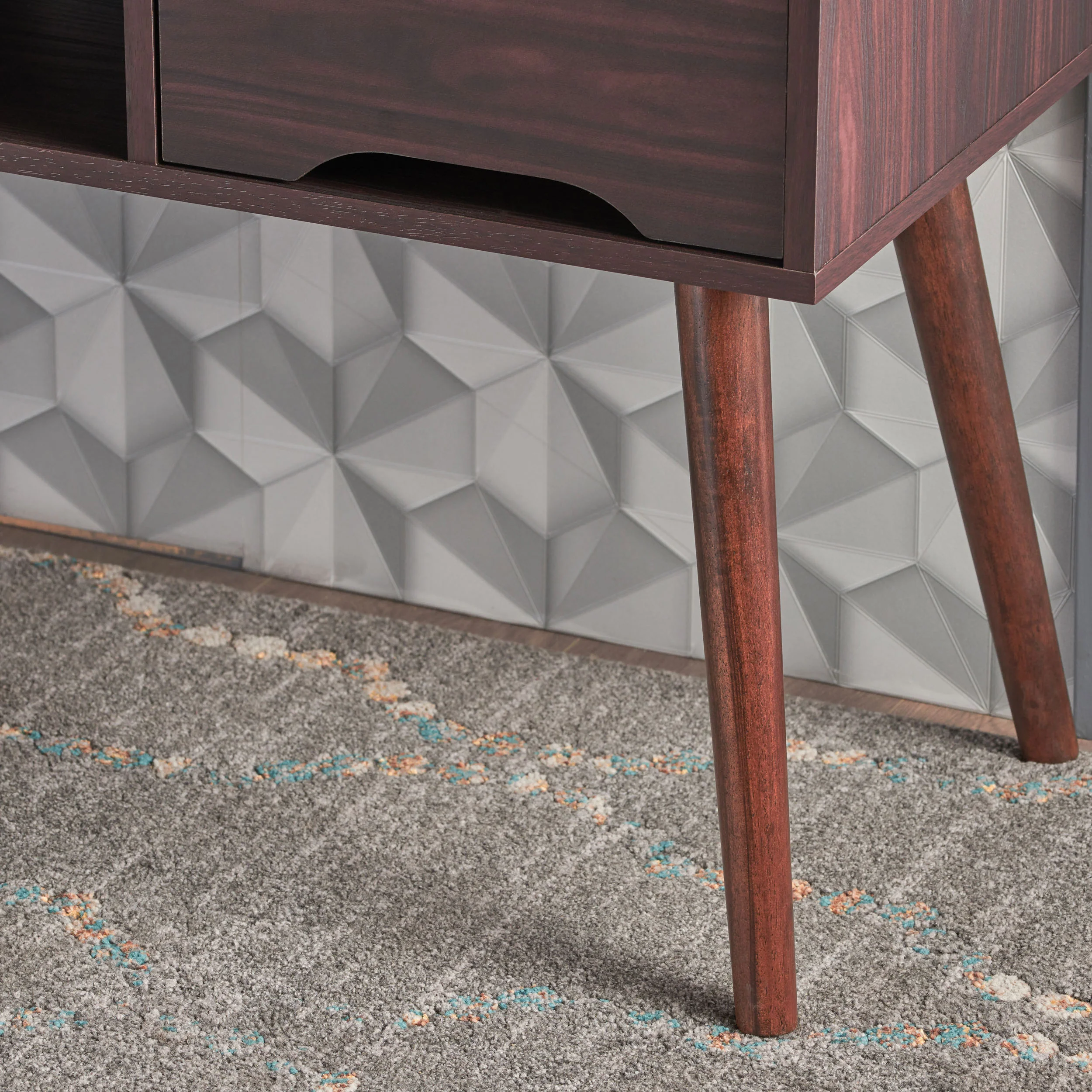 Florie Mid Century Modern 2 Drawer & Shelf TV Stand - furnishings