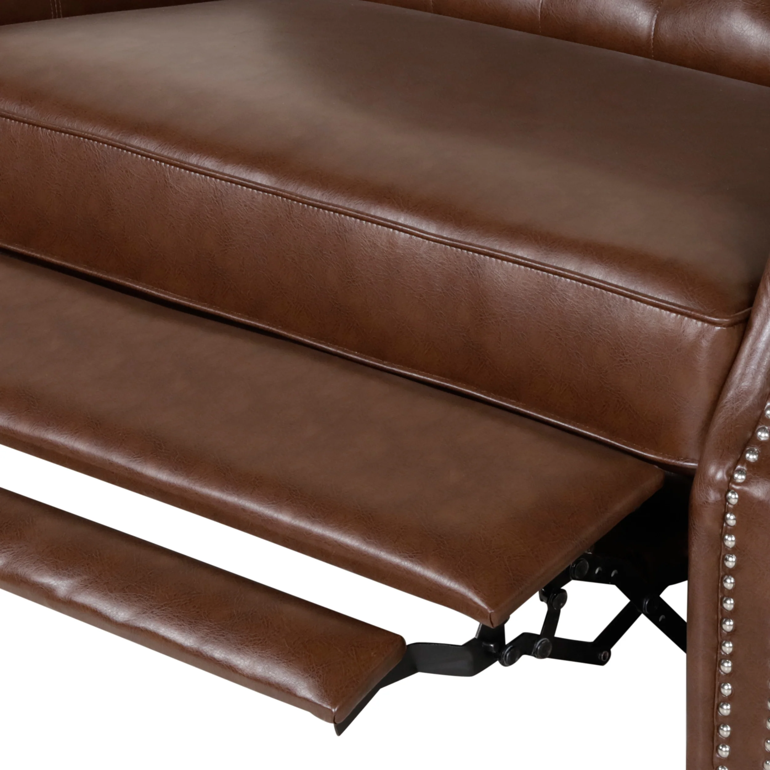 Belknap Contemporary Faux Leather Tufted Oversized Recliner with Nailhead Trim - furnishings