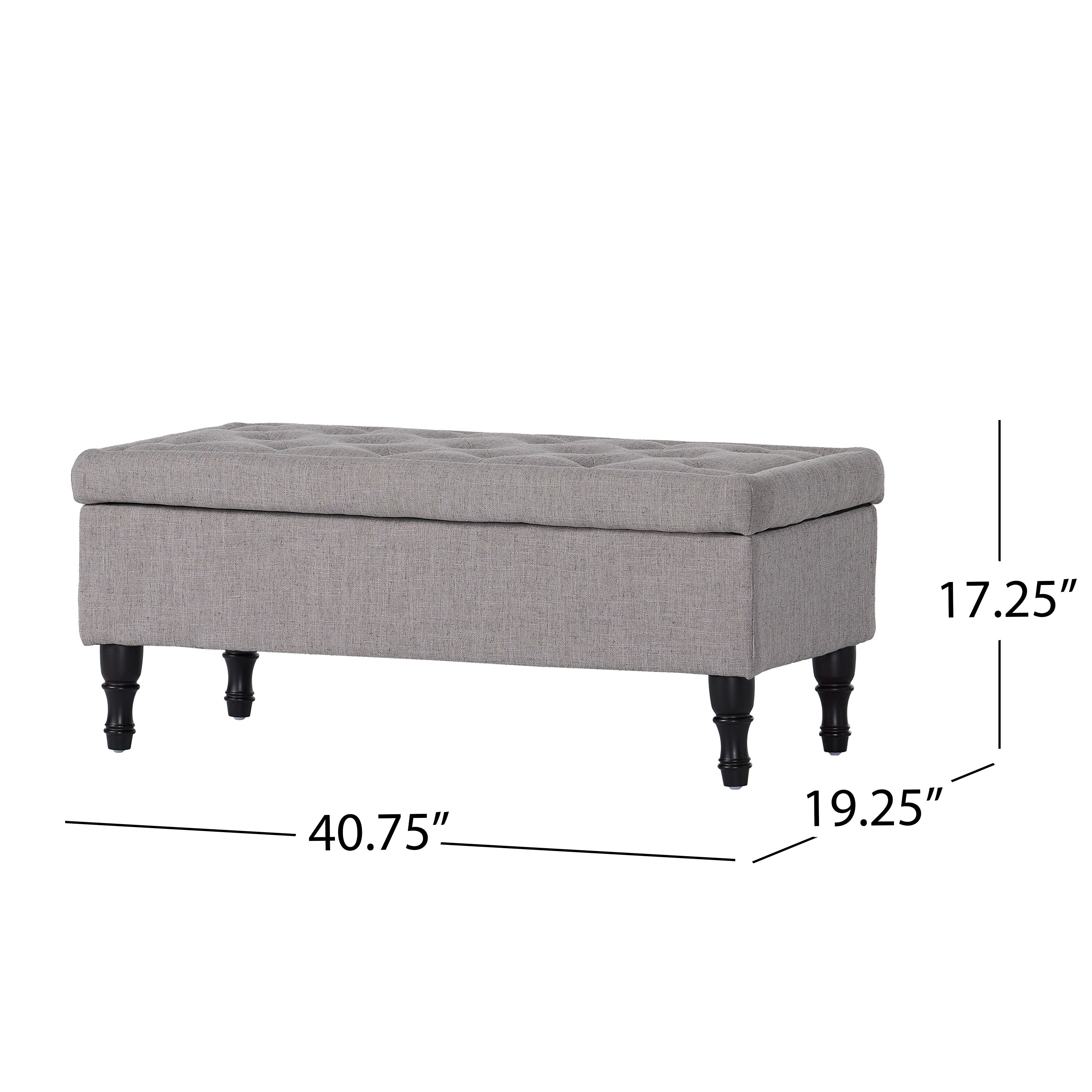 Logan Grey Fabric Storage Ottoman Bench - furnishings