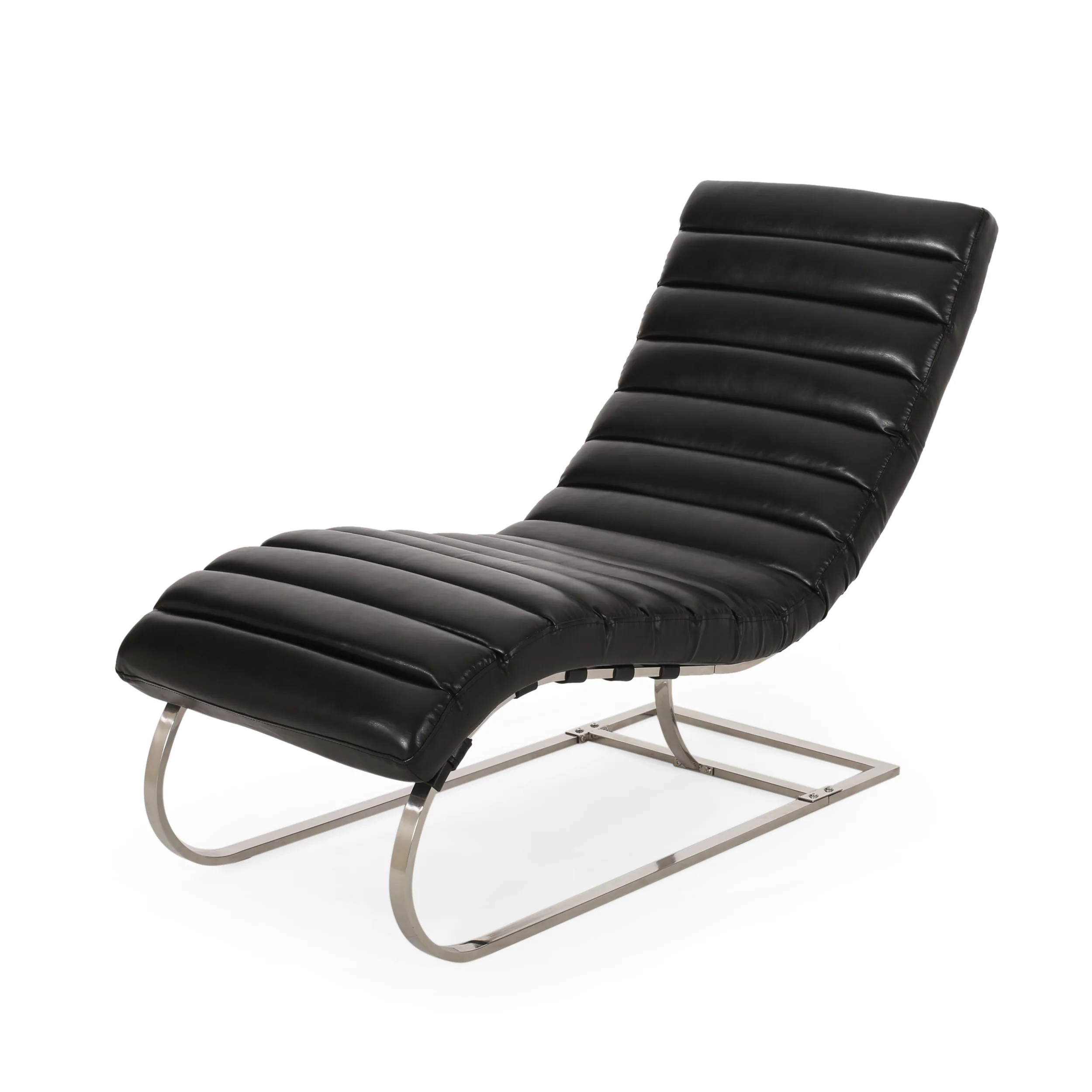 Pearsall Modern Channel Stitch Chaise Lounge - furnishings