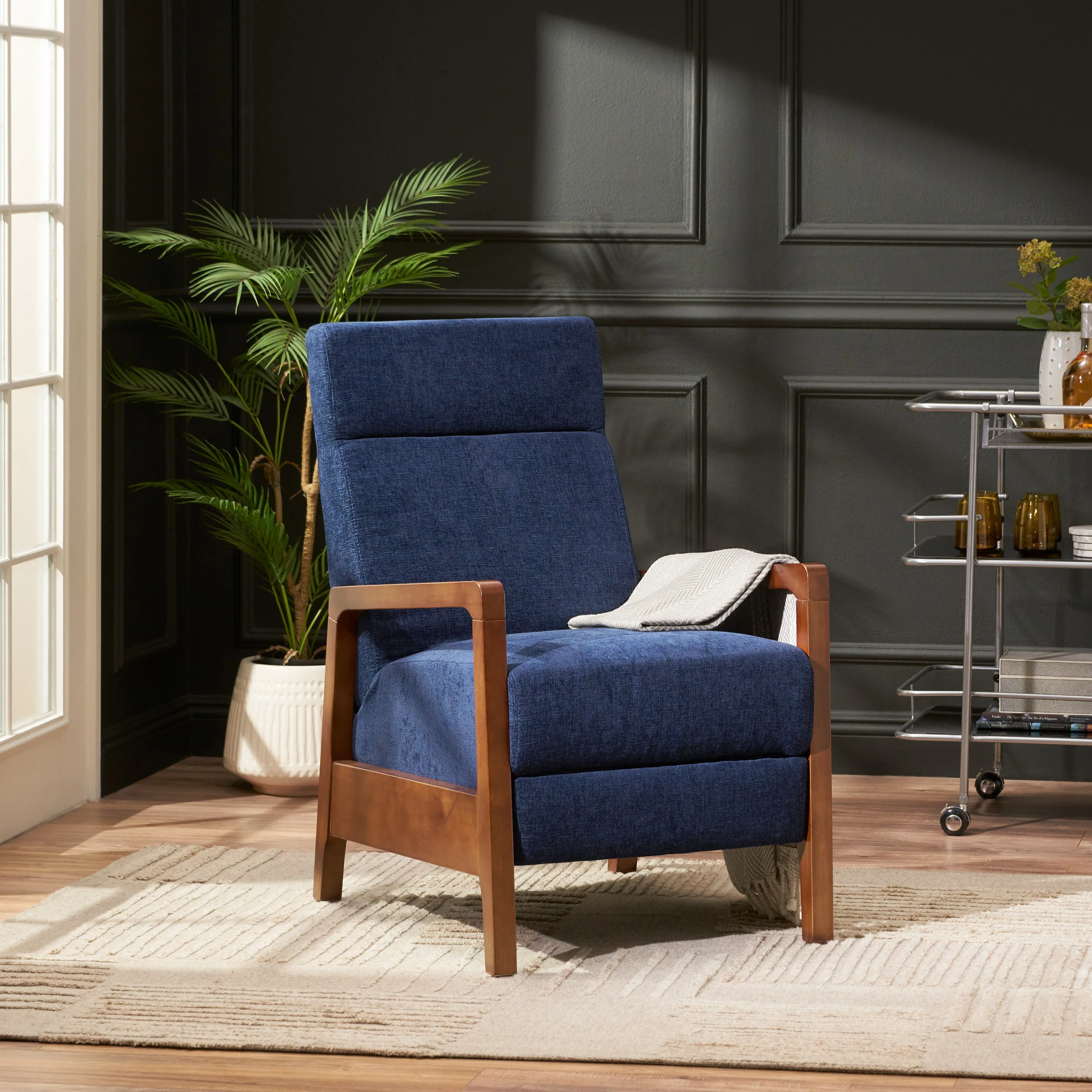 Castner Contemporary Fabric Waterfall Back Pushback Recliner - furnishings