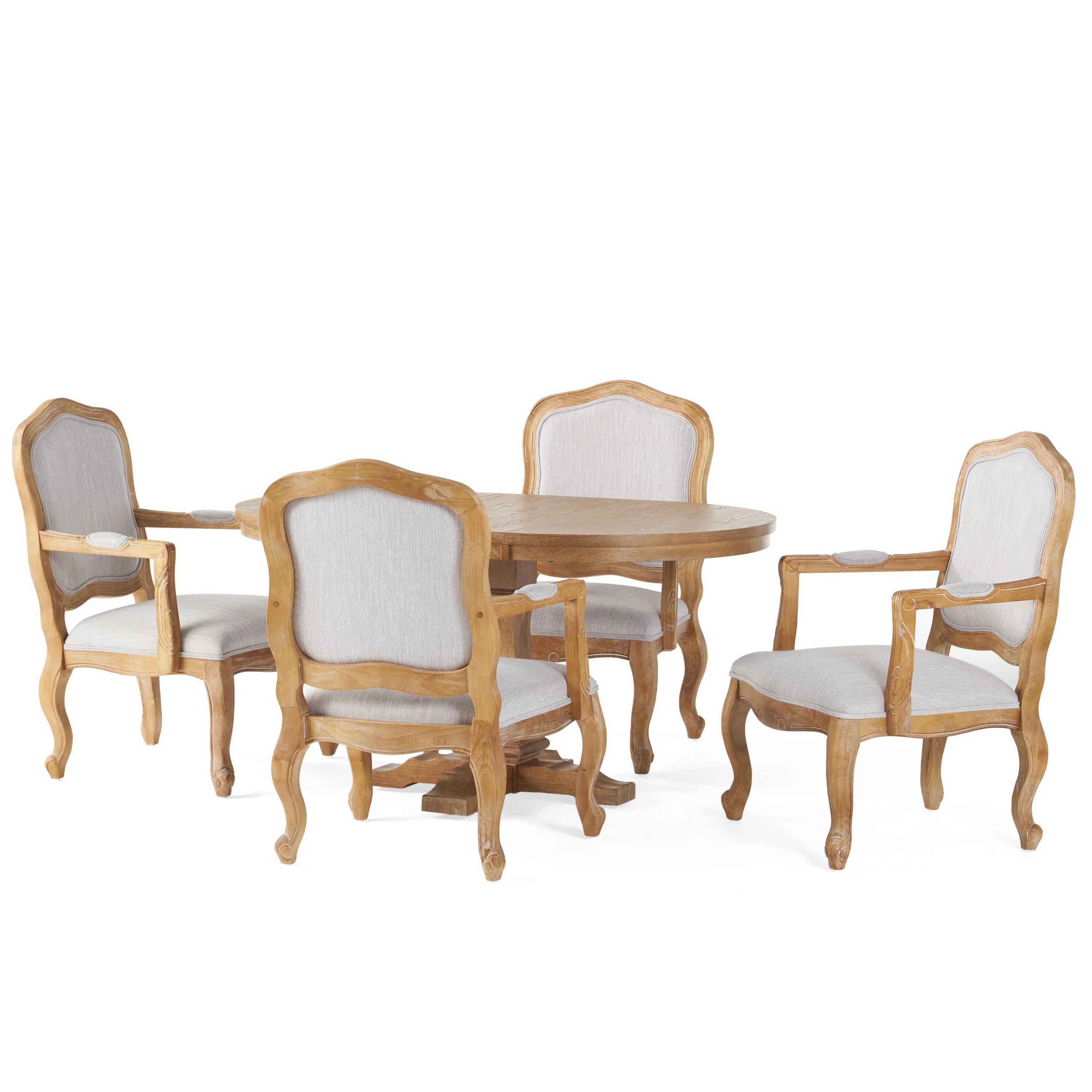Maria French Country Wood 5-Piece Expandable Oval Dining Set - furnishings