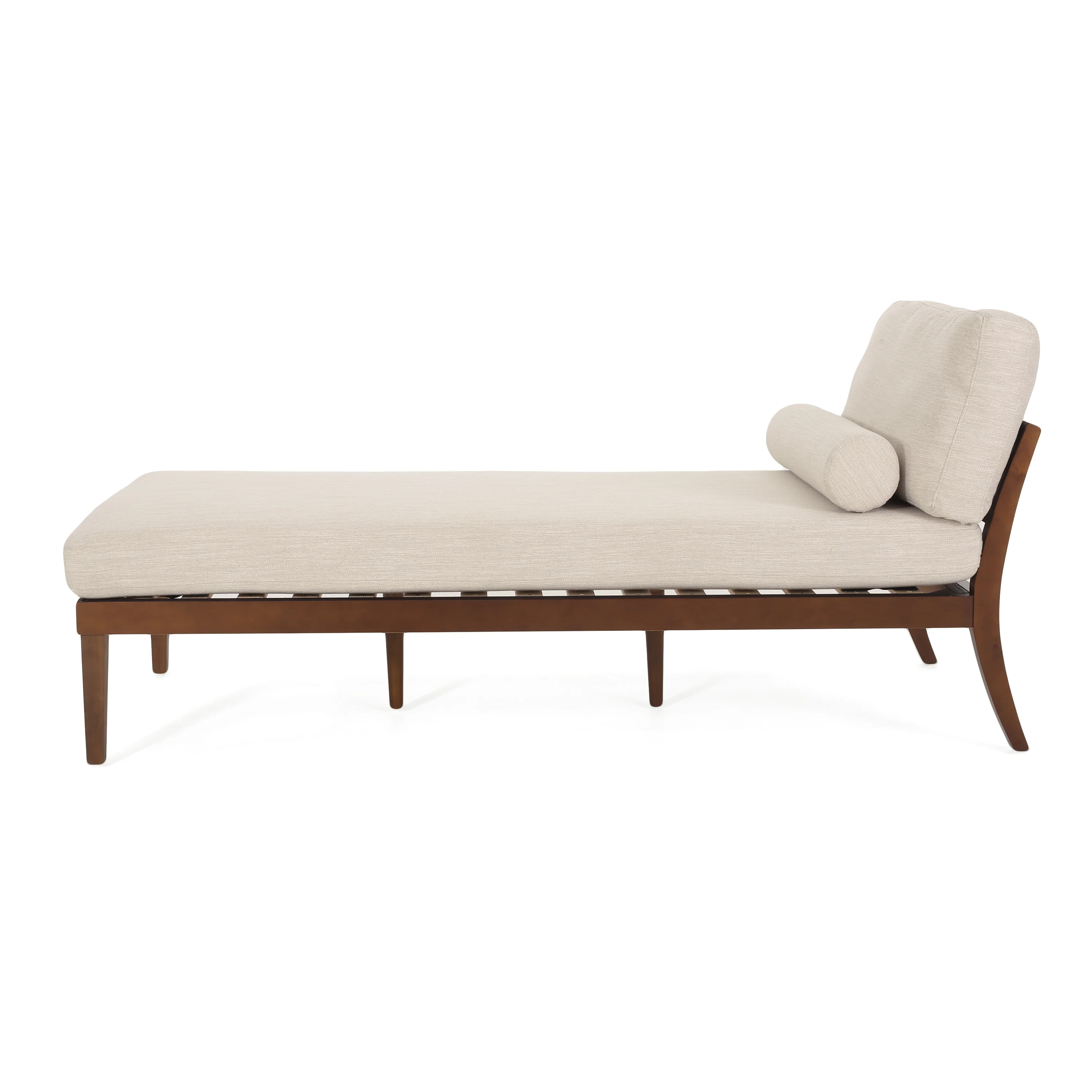 Lochmere Mid Century Modern Fabric Chaise Lounge with Bolster Pillow - furnishings