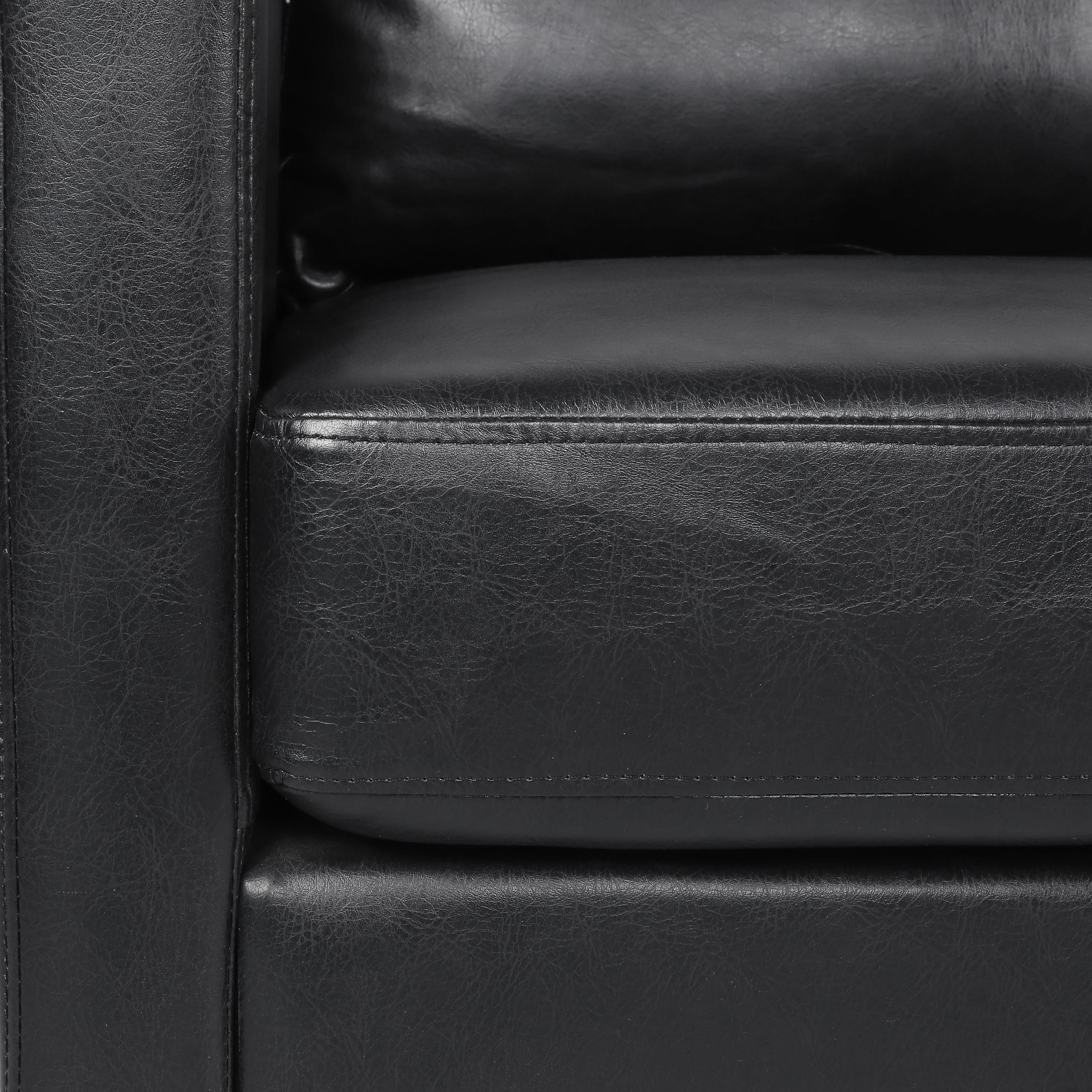 Dowd Mid Century Modern Faux Leather 3 Seater Sofa - furnishings