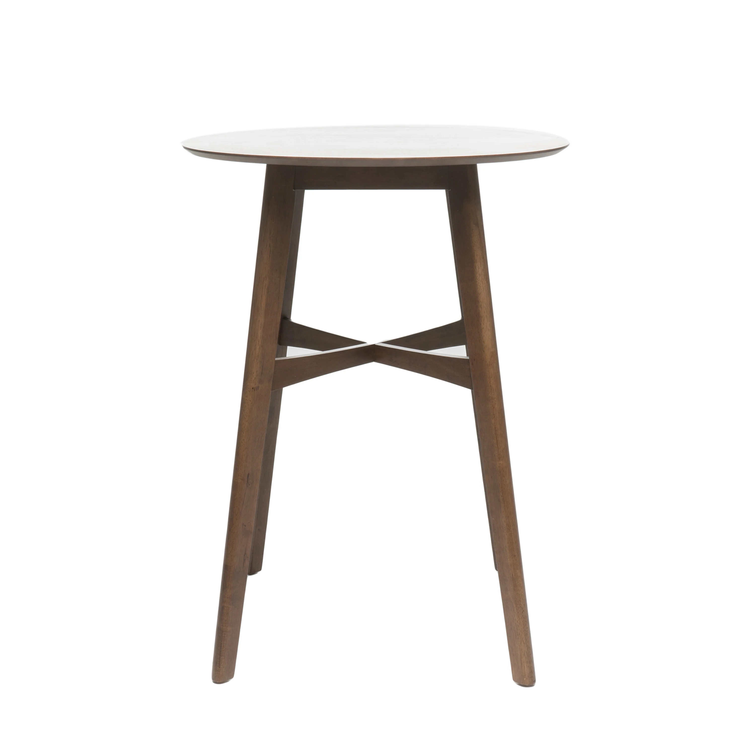 Madeline Mid-Century Modern Circular Wood Bar Table with Tapered Legs - furnishings