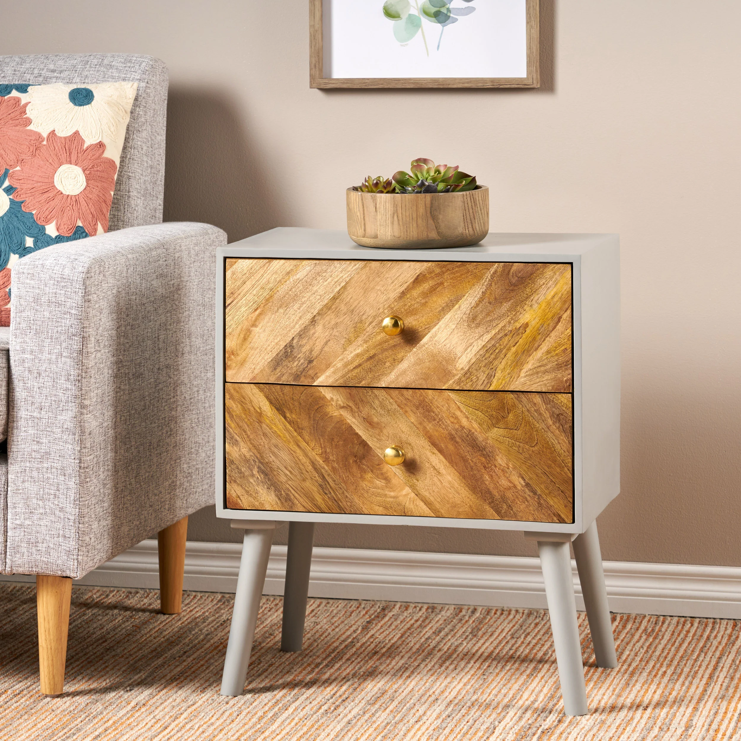 Ranya Mango Wood 2 Drawer Cabinet - furnishings