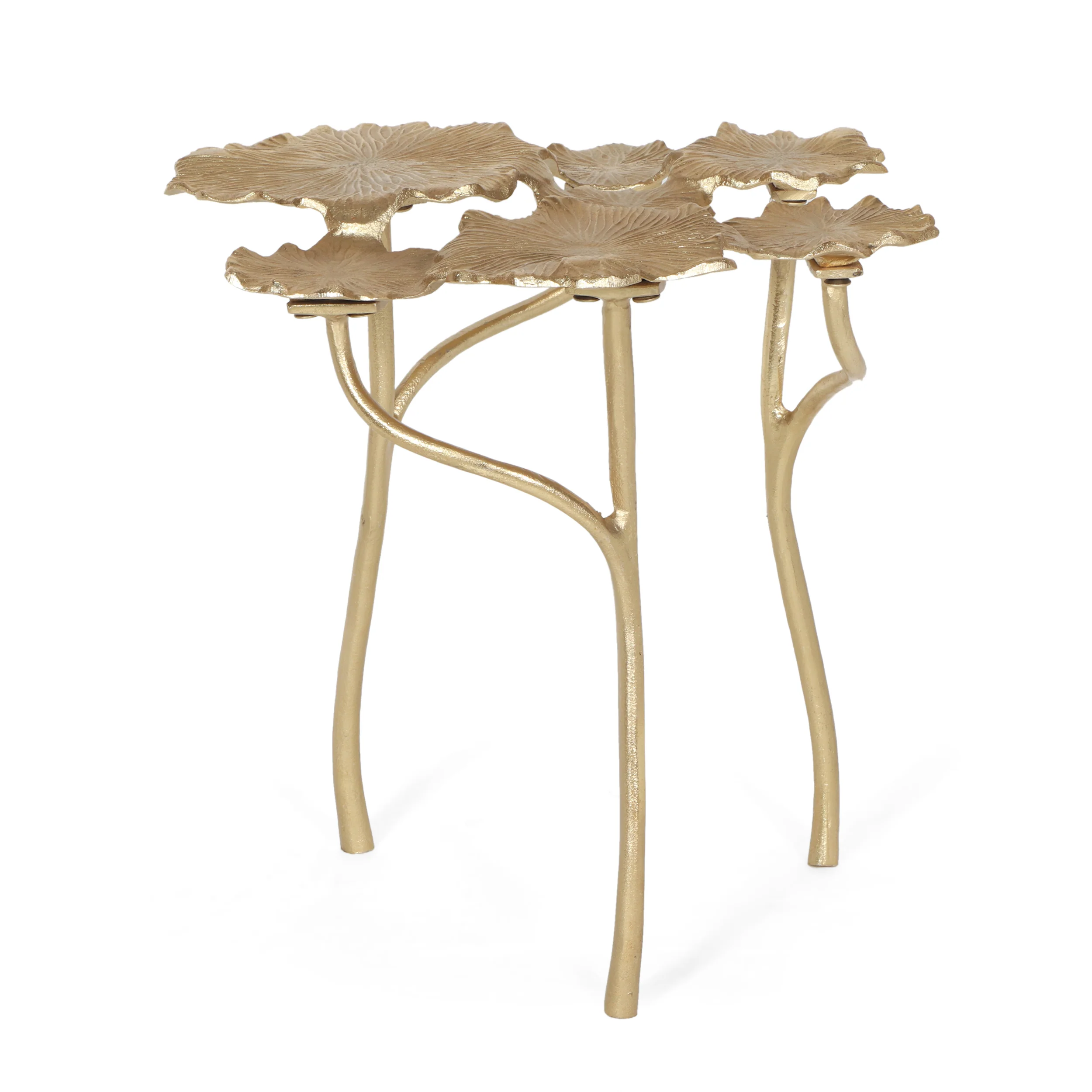 Condit Boho Glam Handcrafted Aluminum Leaf Pad Accent Table - furnishings