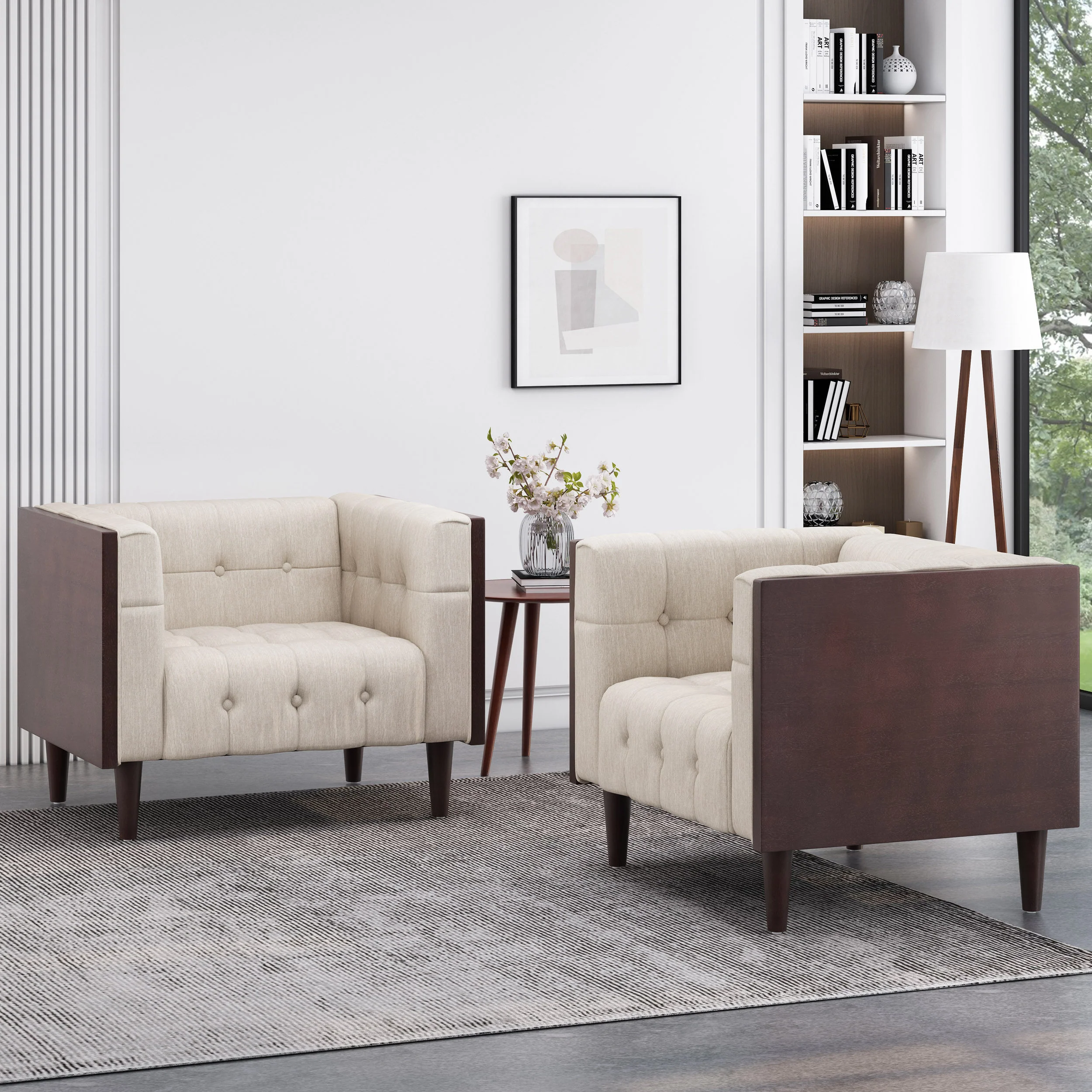 Croton Contemporary Tufted Club Chairs, Set of 2 - furnishings