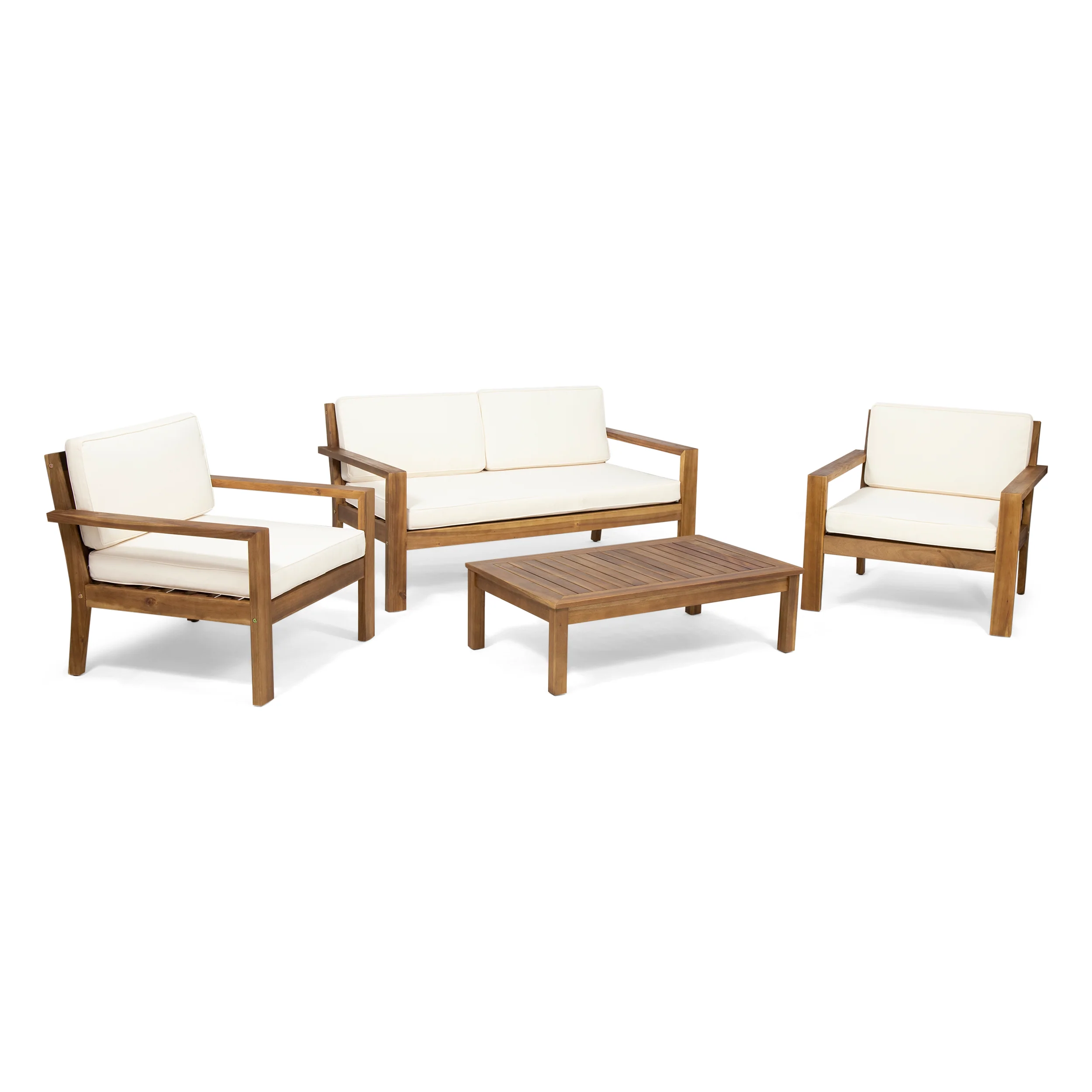 Gloria Outdoor 4 Seater Acacia Wood Chat Set with Cushions - furnishings