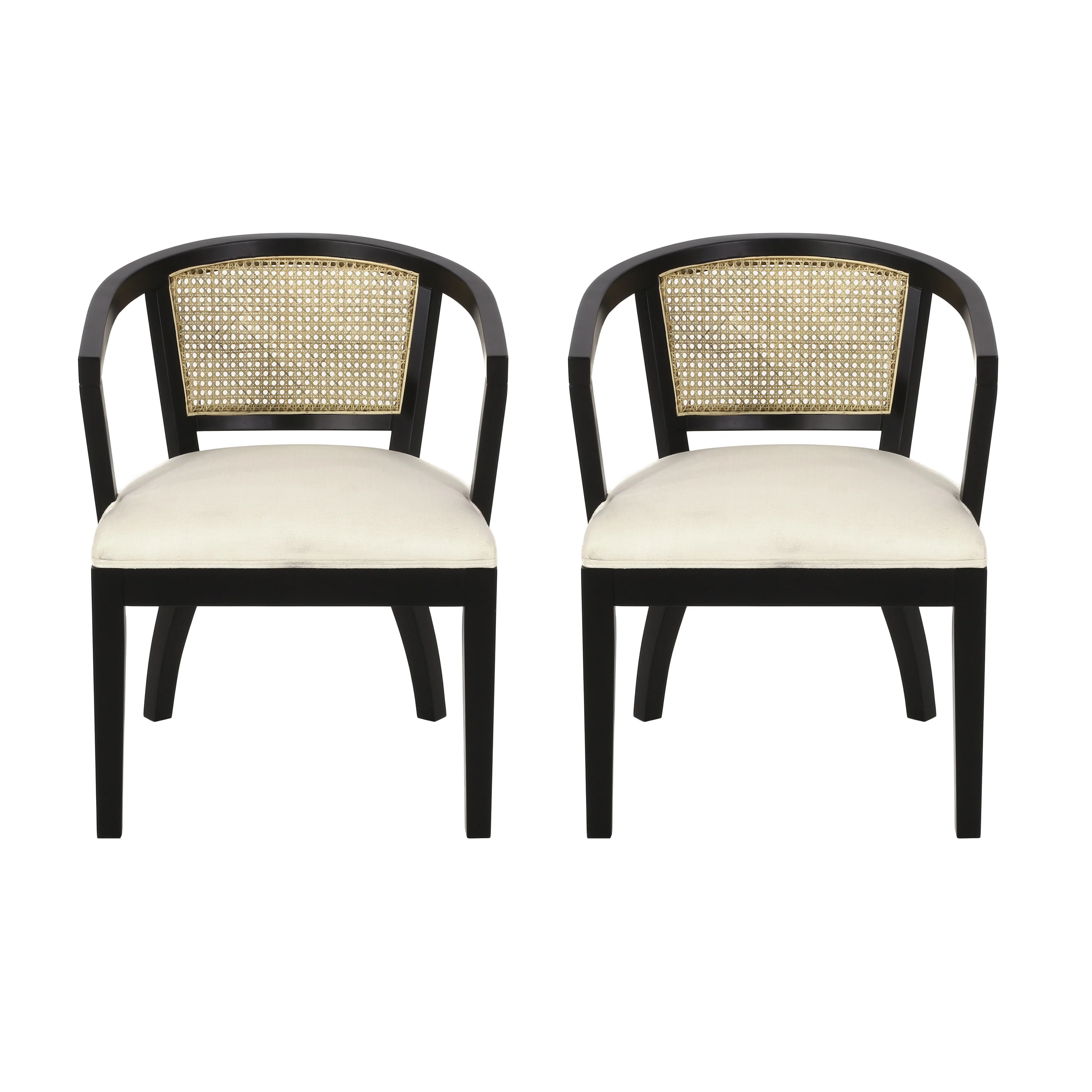 Delwood Traditional Upholstered Wood and Cane Dining Chairs, Set of 2 - furnishings