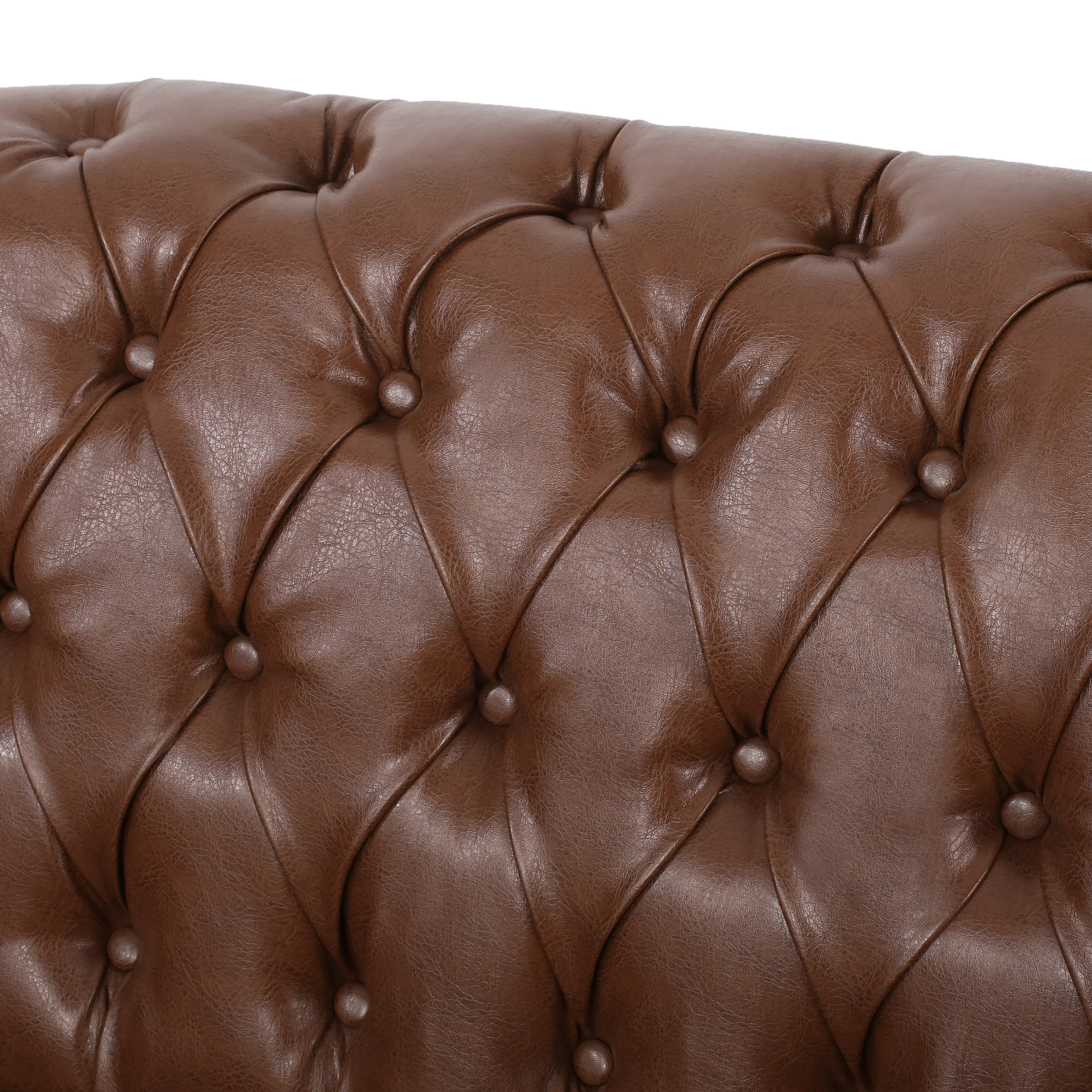 Trask Contemporary Leather Tufted Loveseat with Nailhead Trim - furnishings