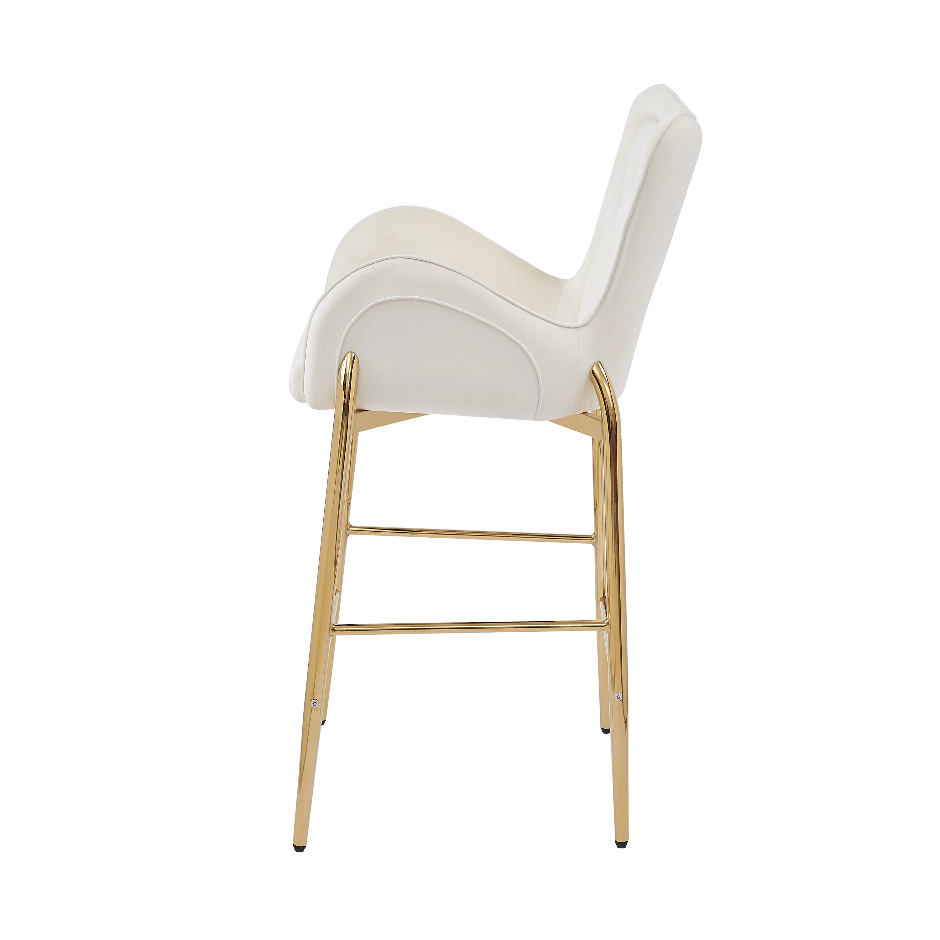 Kilmore Modern Upholstered Cushioned Velvet Counter Stool with Footrest & Tufted Back - furnishings