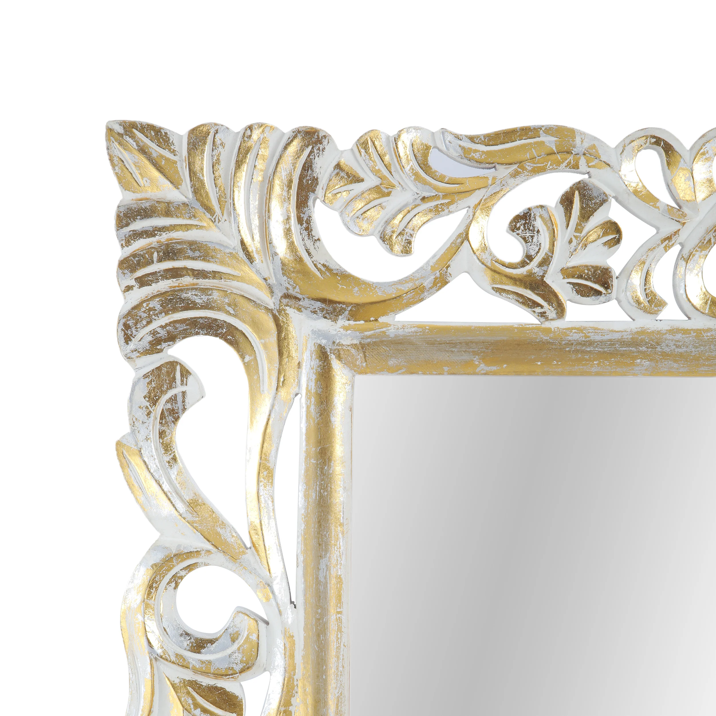 Sarah Traditional Standing Mirror with Floral Carved Frame - furnishings