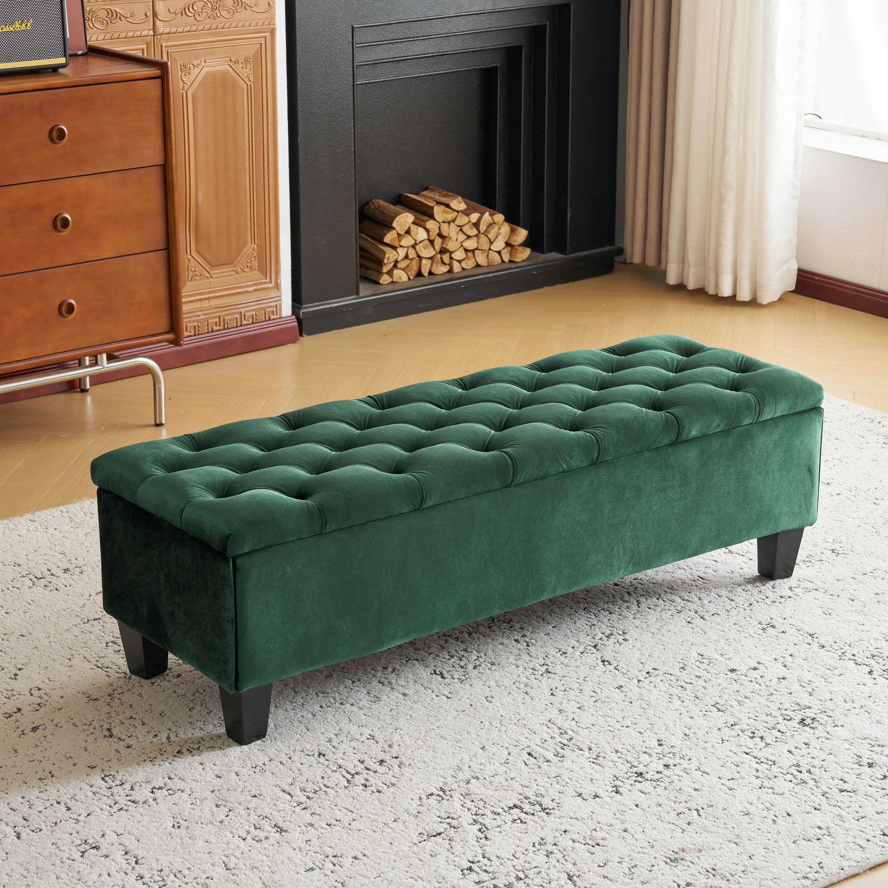 Noctiss Tufted Fabric Ottoman Bench - furnishings