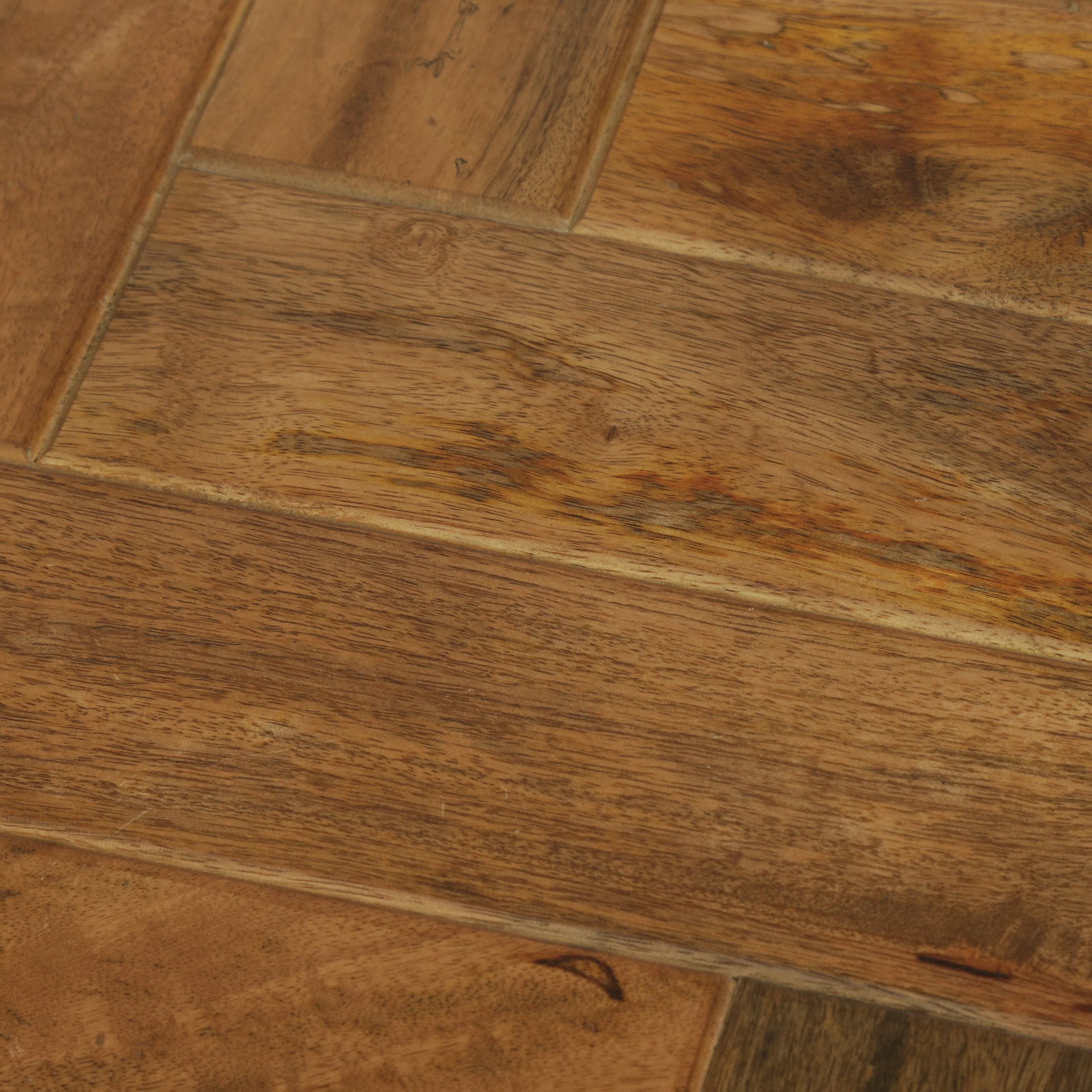 Tilton Boho Handcrafted Mango Wood Parquet Side Table, Natural Honey and Gray - furnishings