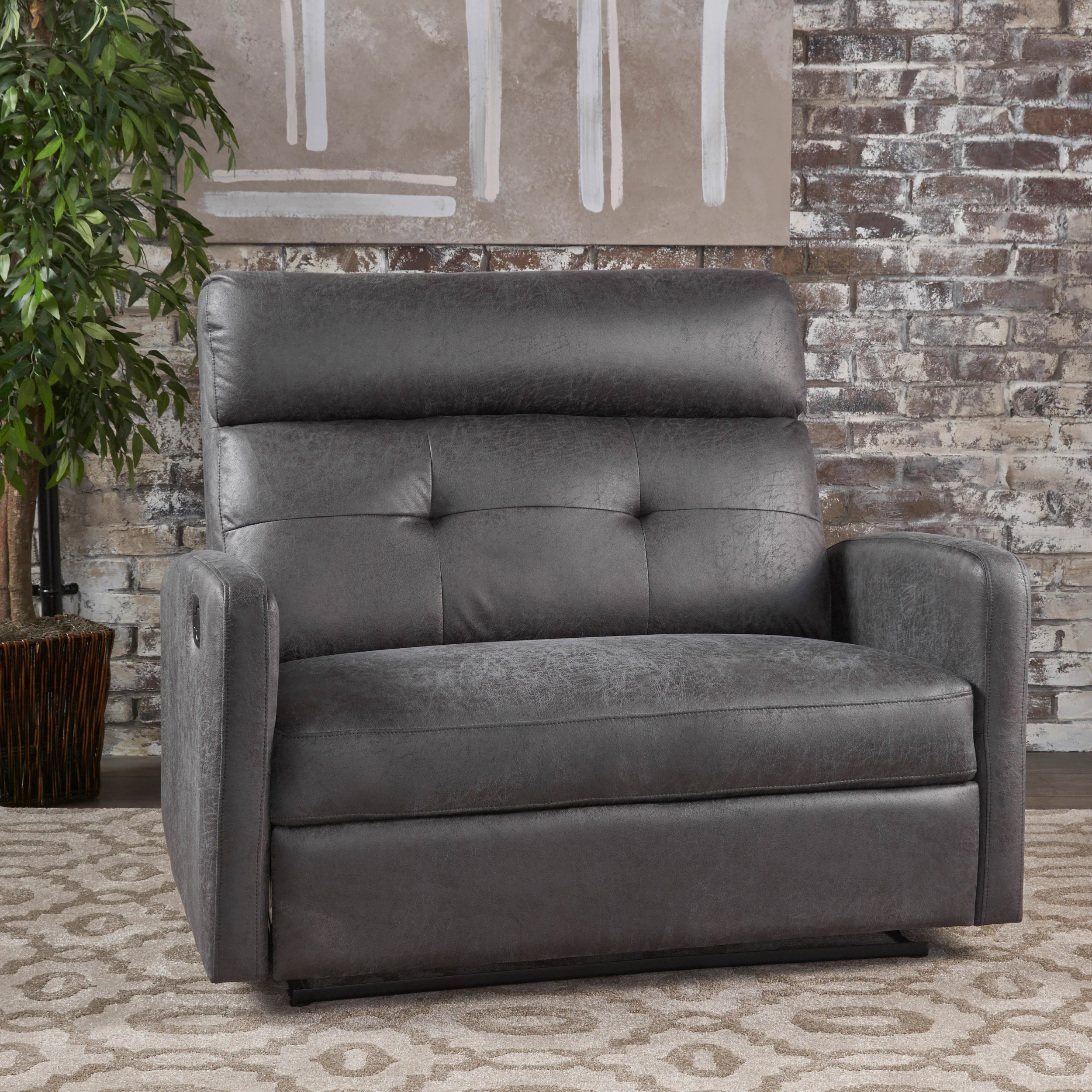 Hana Plush Cushion Tufted Back Microfiber Loveseat Recliner - furnishings