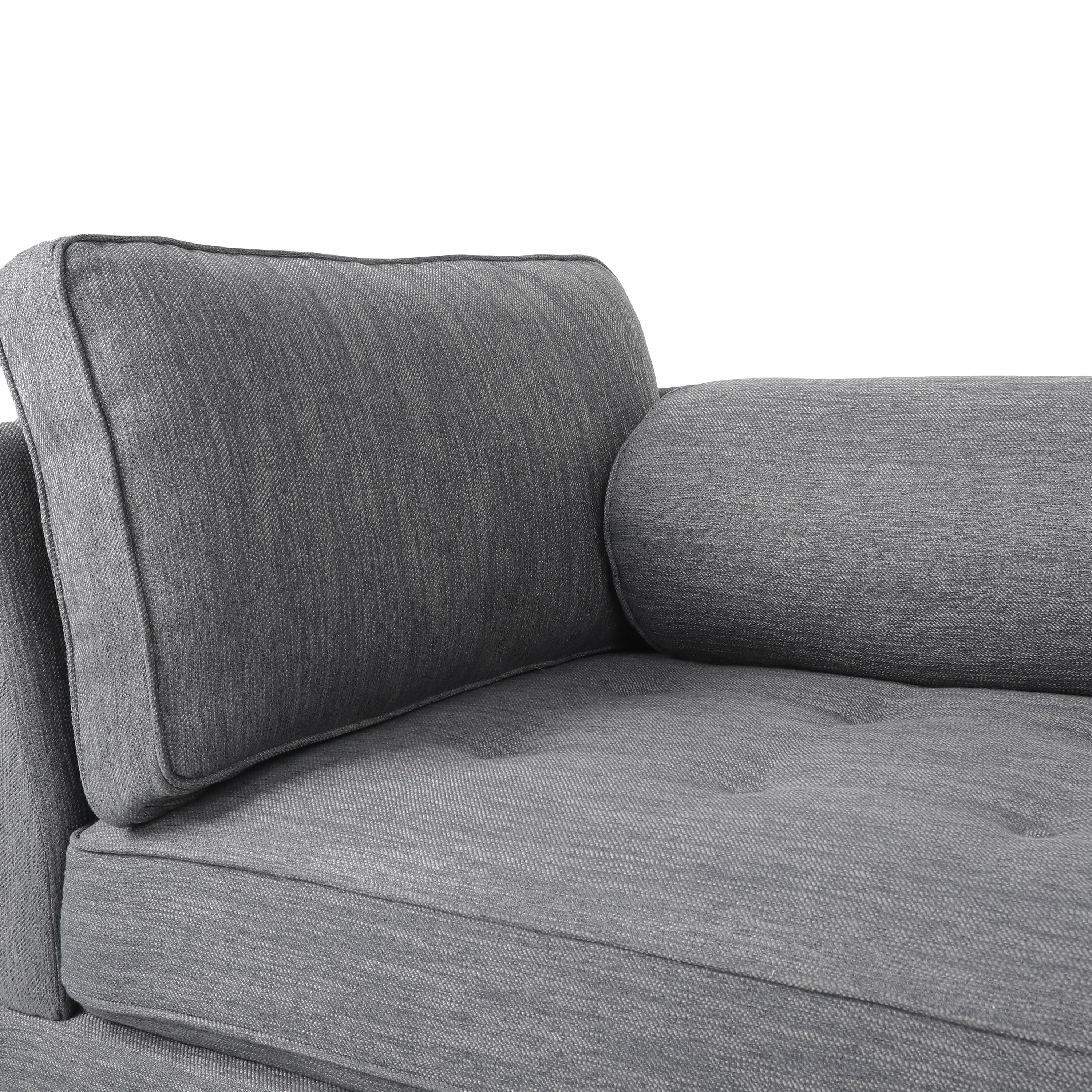 Neel Contemporary Fabric Tufted Chaise Lounge with Bolster Pillow - furnishings