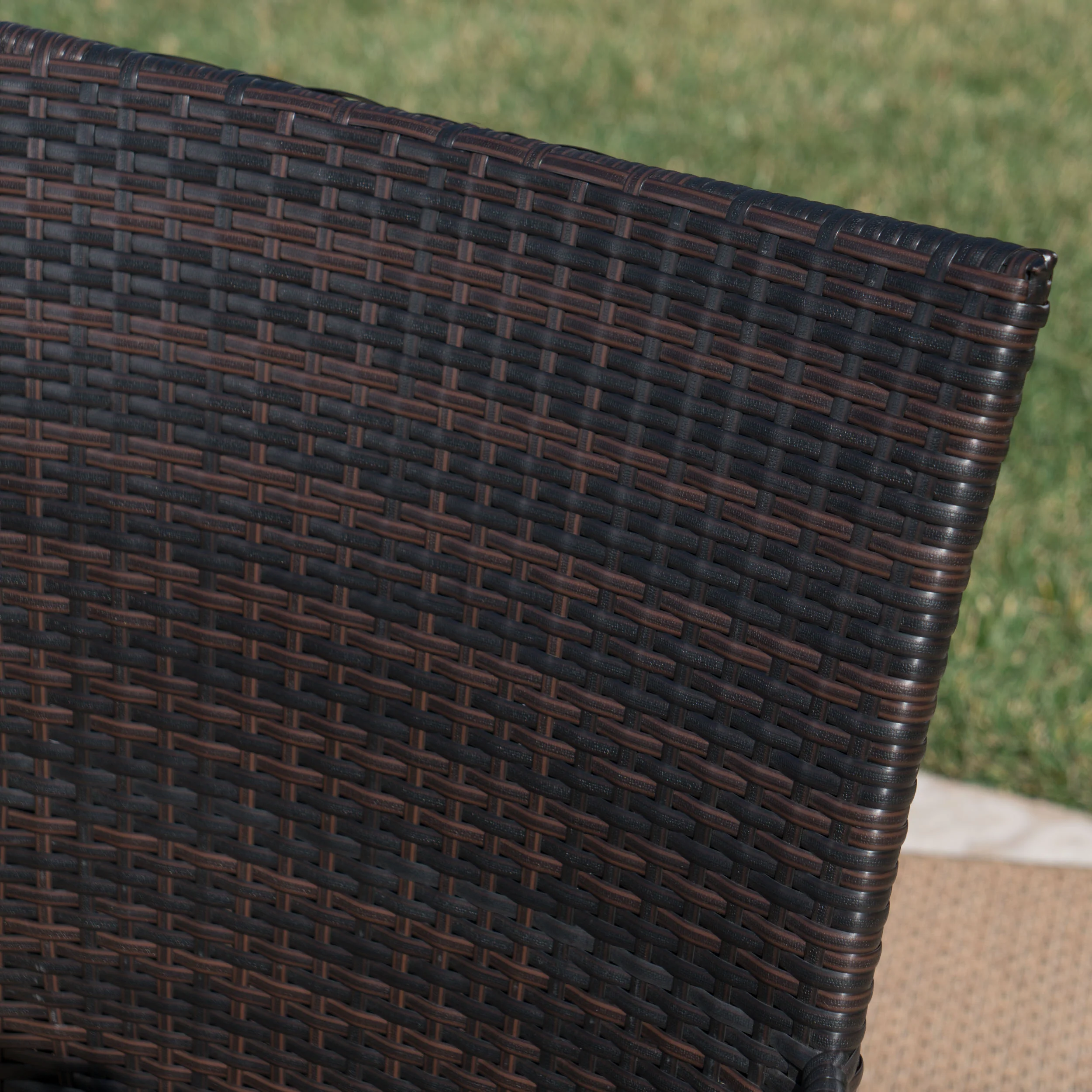 Danae Outdoor 6 Piece Wicker Dining Set with Concrete Table and Bench - furnishings