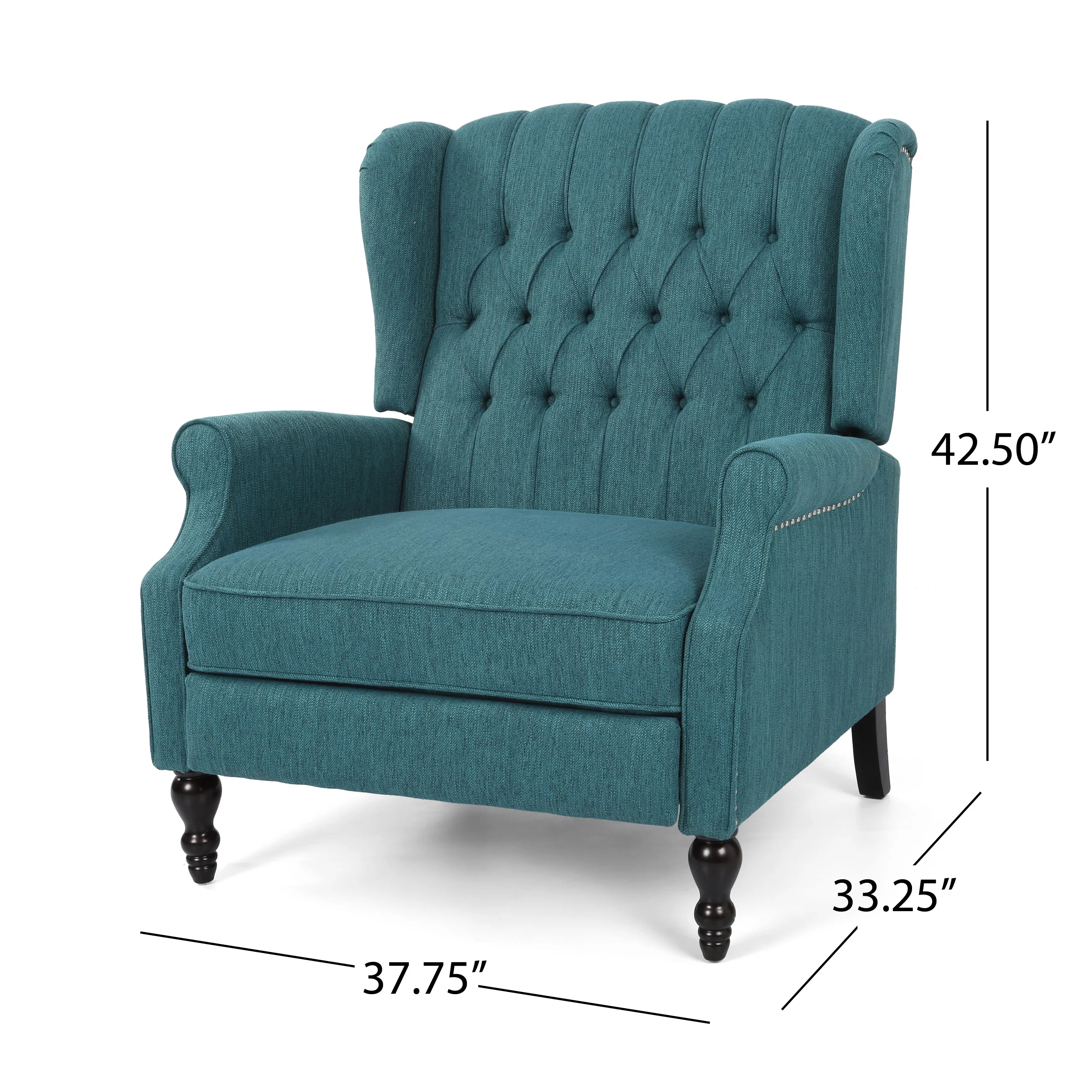 Salome Oversized Tufted Wingback Fabric Push Back Recliner - furnishings