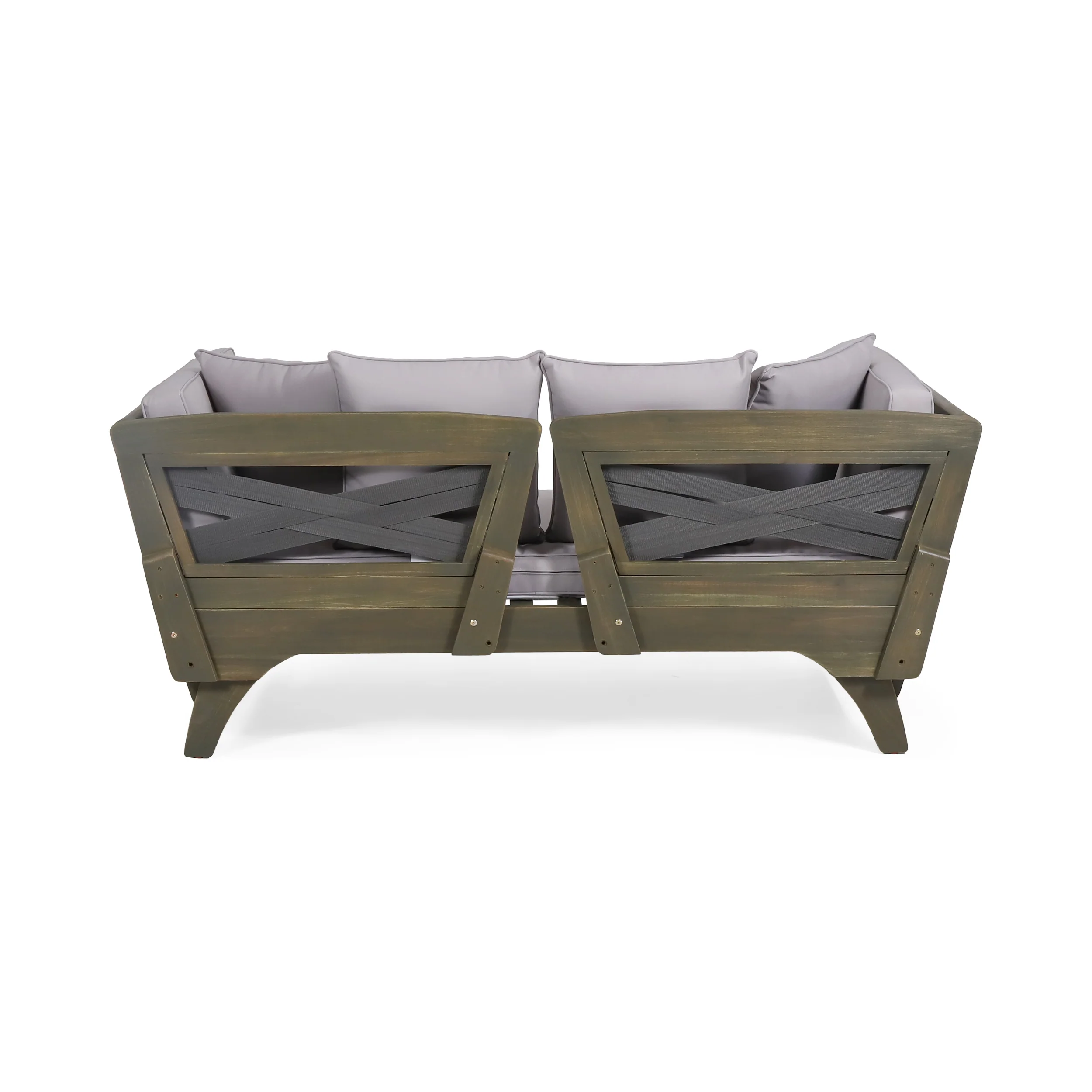 Oceanna Outdoor Acacia Wood and Rope Expandable Daybed with Cushions - furnishings