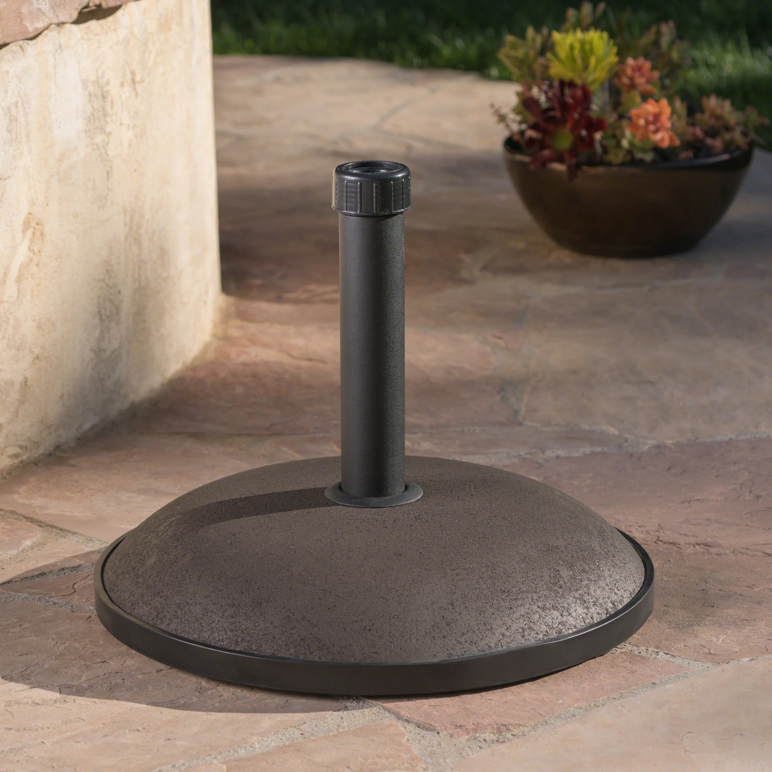 Benton Outdoor 66 lbs Circular Concrete Umbrella Base - furnishings