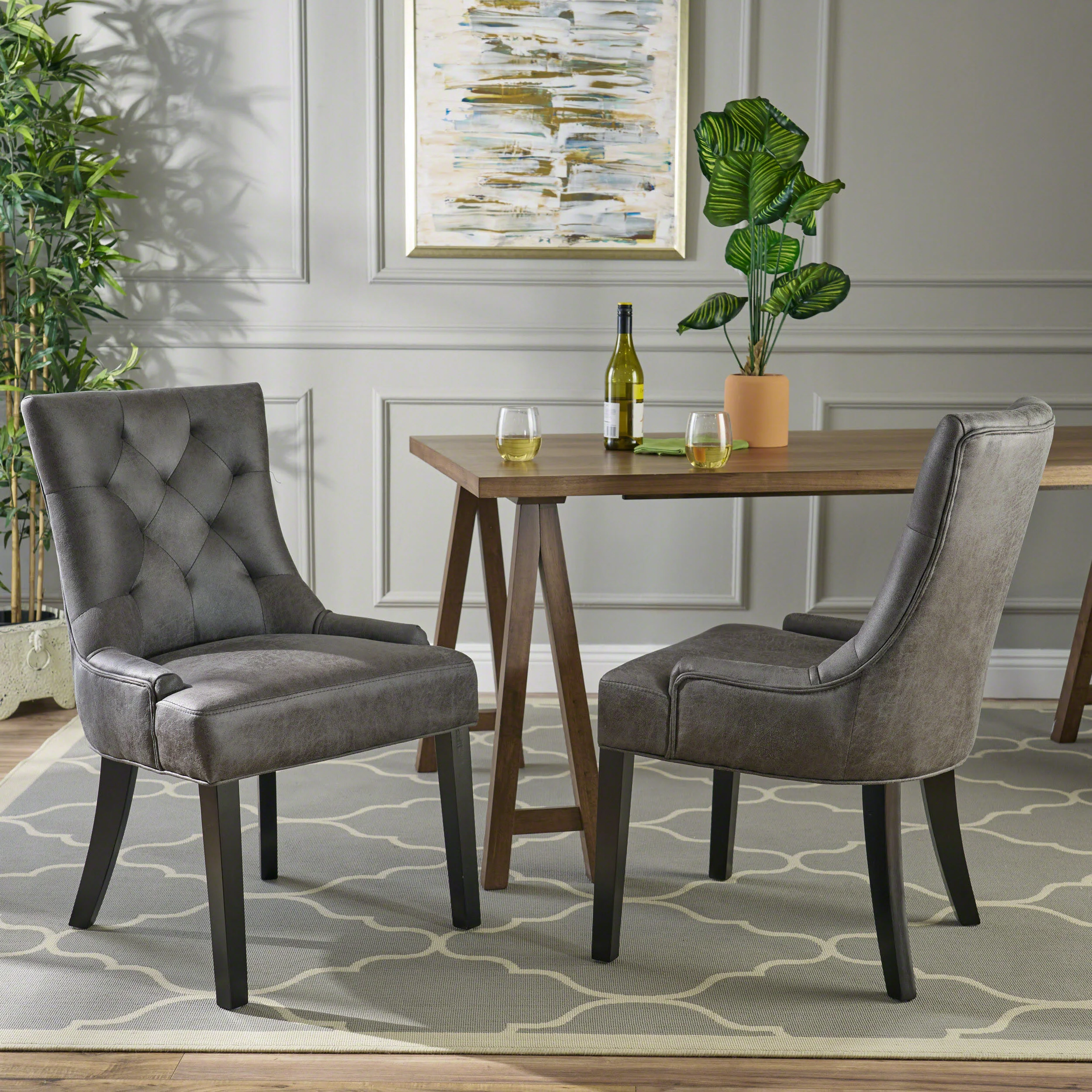 Sarah Traditional Microfiber Dining Chairs (Set of 2) - furnishings