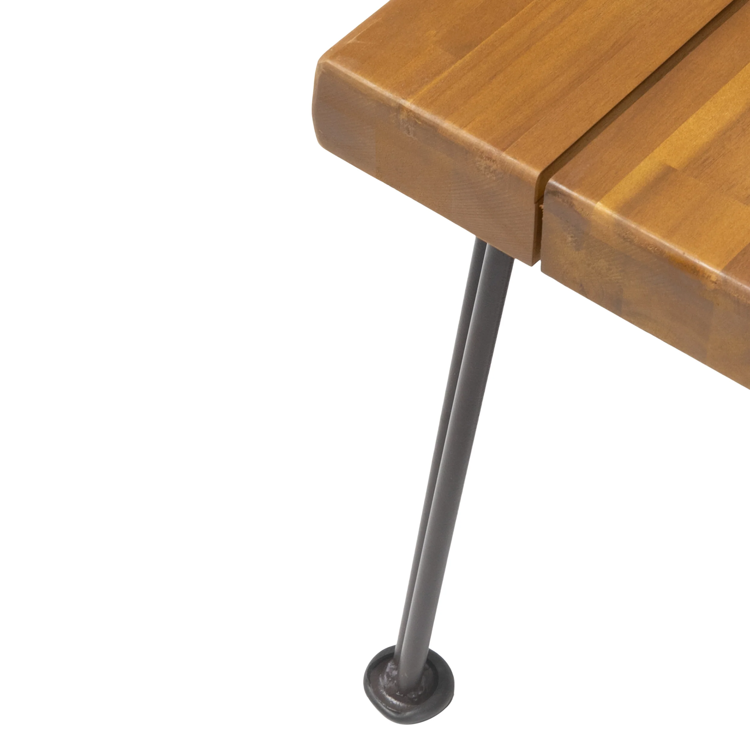 Zephyra Outdoor Modern Industrial 3 Piece Acacia Wood Picnic Dining Set with Metal Hairpin Legs - furnishings