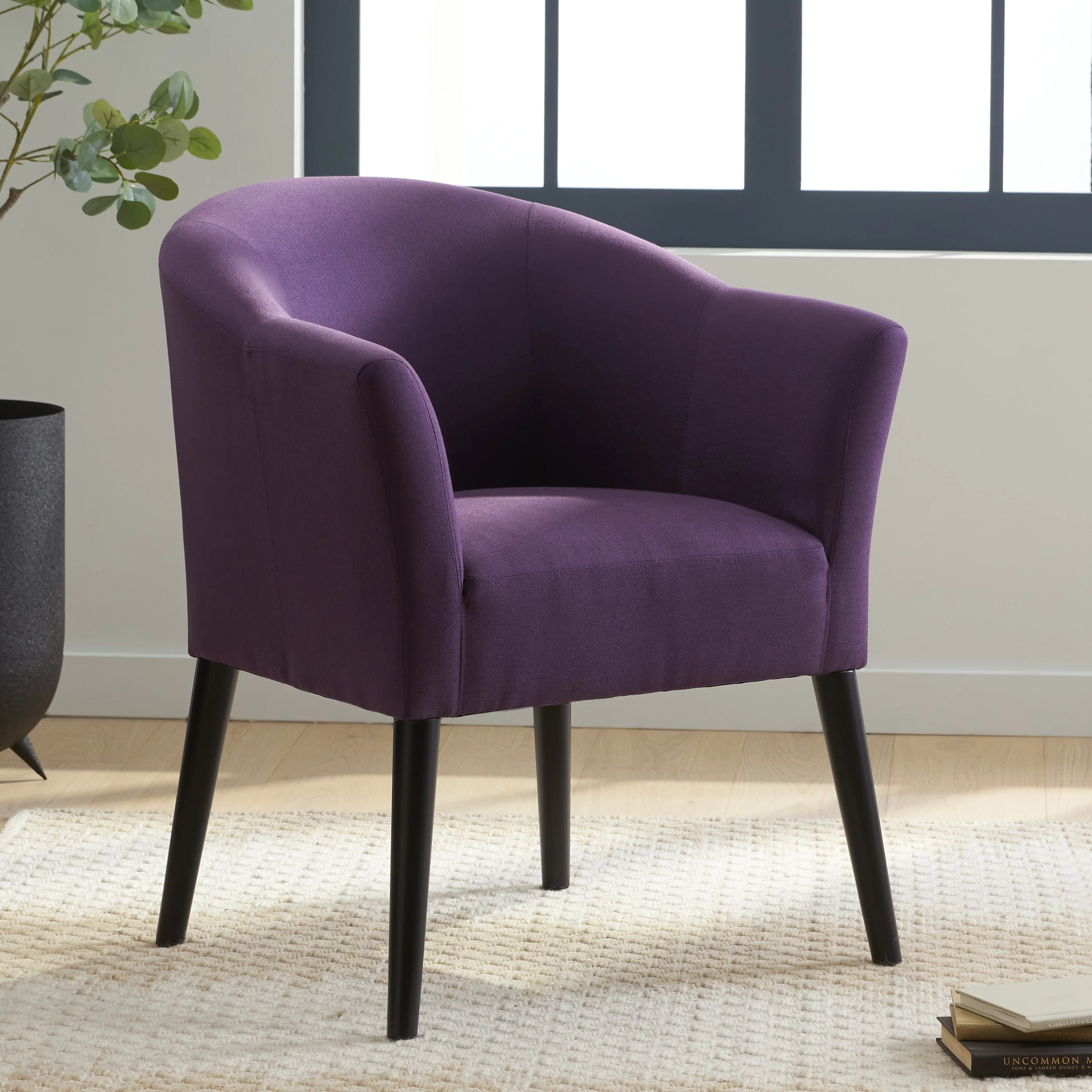 Charmaine Mid-Century Modern Low Back Fabric Accent Chair with Tapered Legs - furnishings