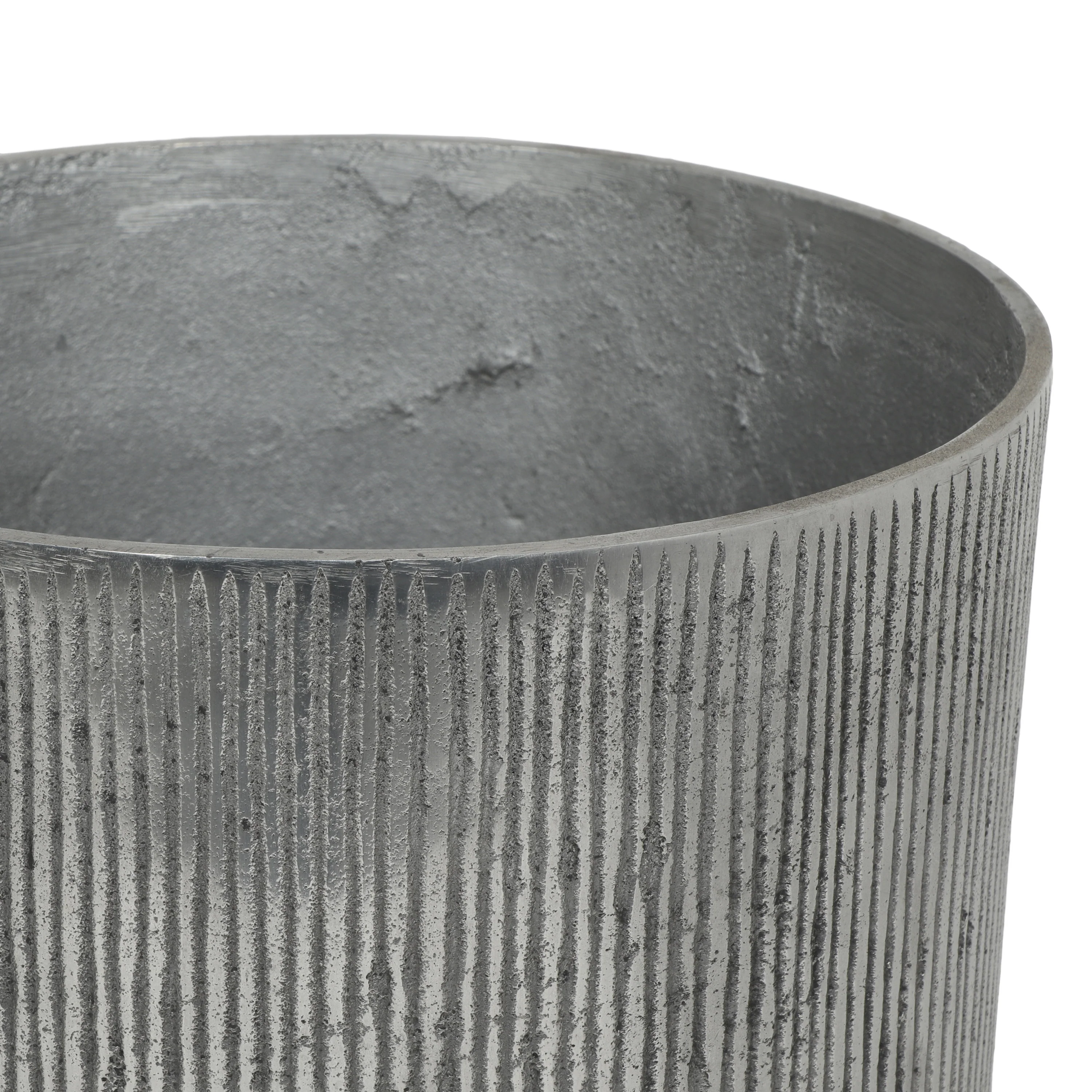 Leet Modern Handmade Aluminum Planter Pot, Raw Polish - furnishings