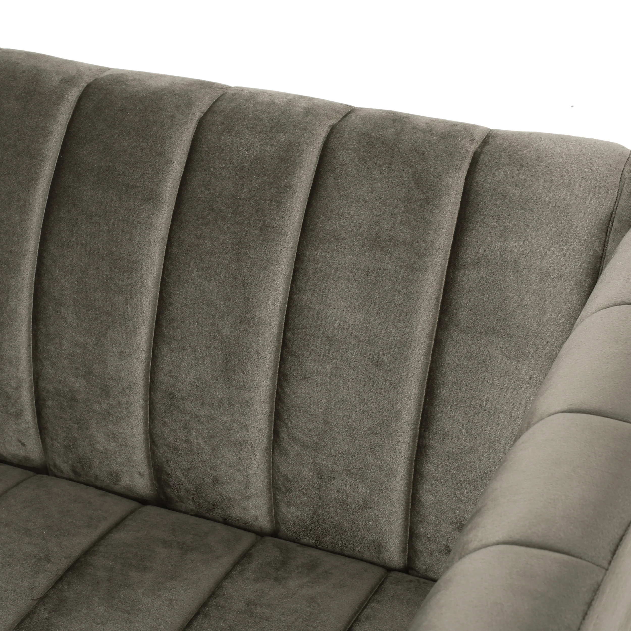 Masie Contemporary Channel Stitch Velvet 3 Seater Sofa - furnishings