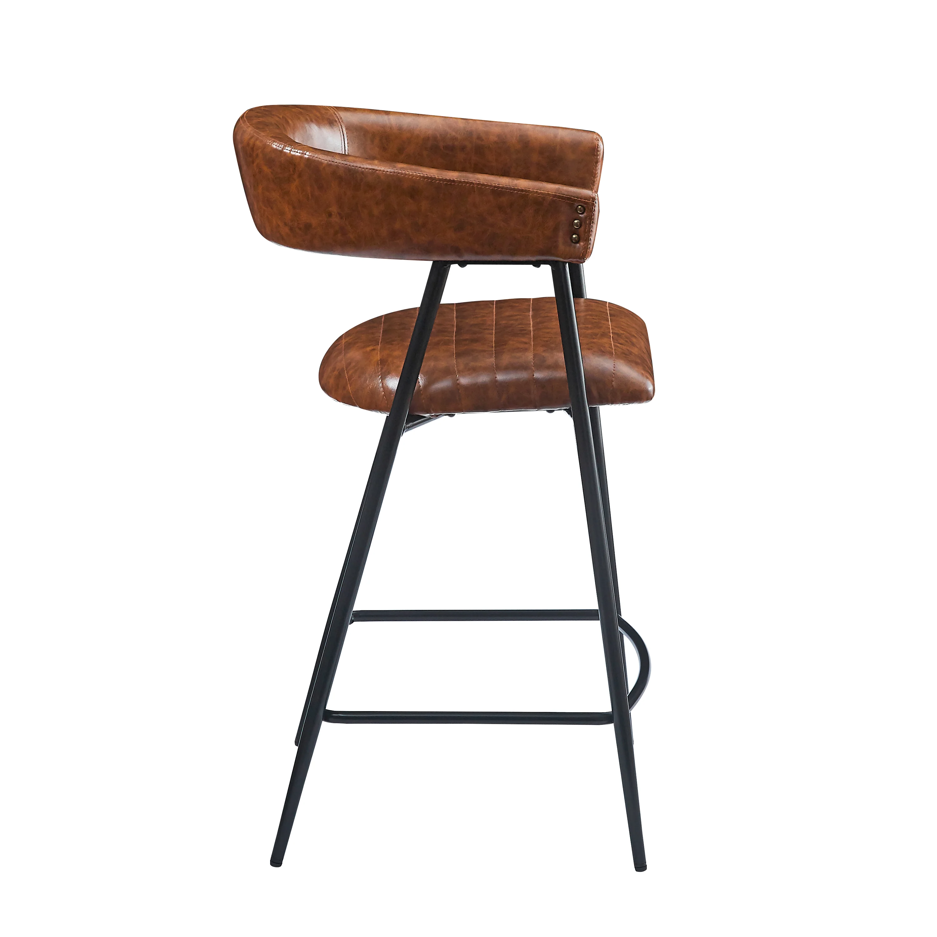 Ashbia Modern Upholstered PU Leather Counter Stools with Iron Frame, Set of 2 - furnishings