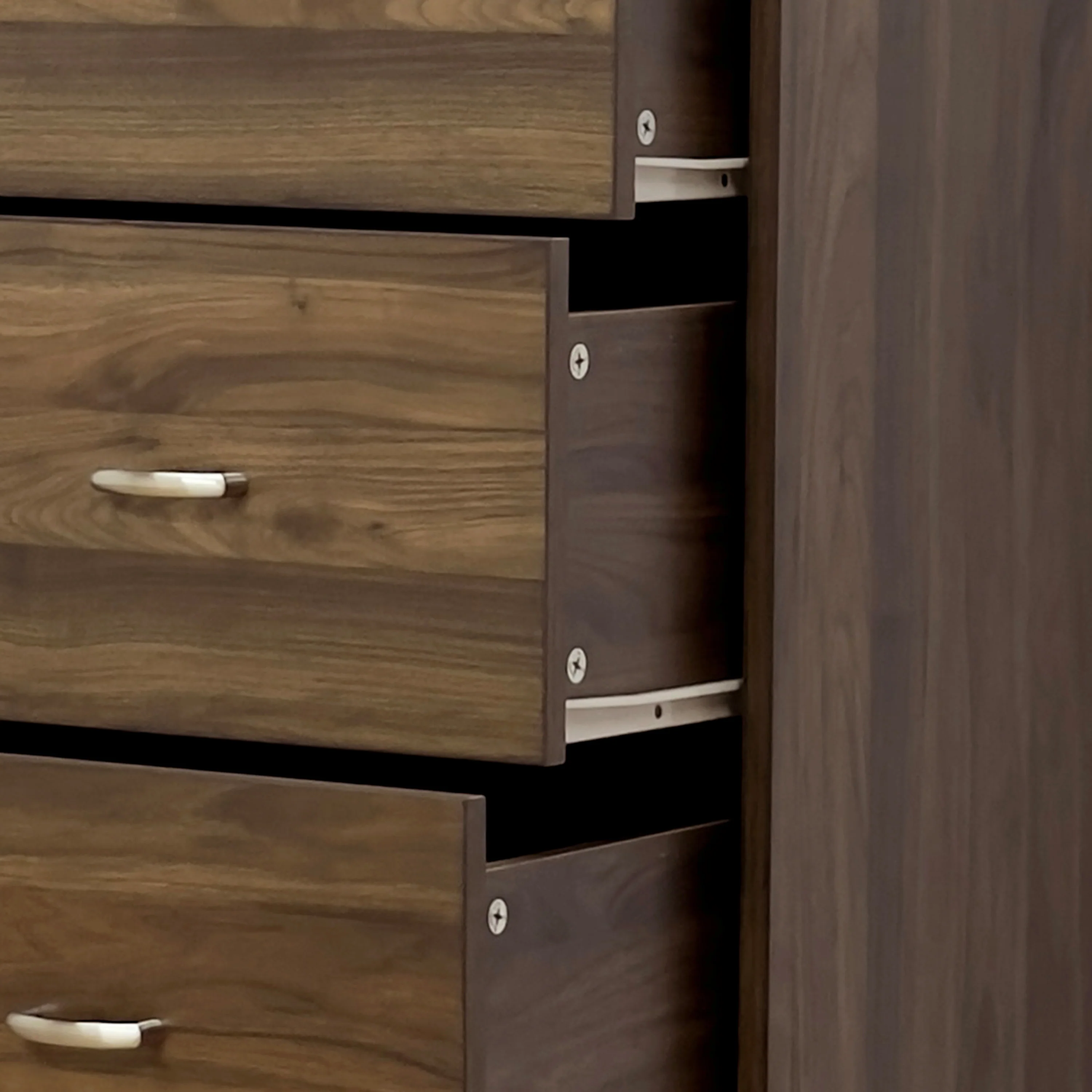 Wilbur Mid Century Wooden 3 Piece 5 Drawer Dresser and Nightstand Bedroom Set - furnishings