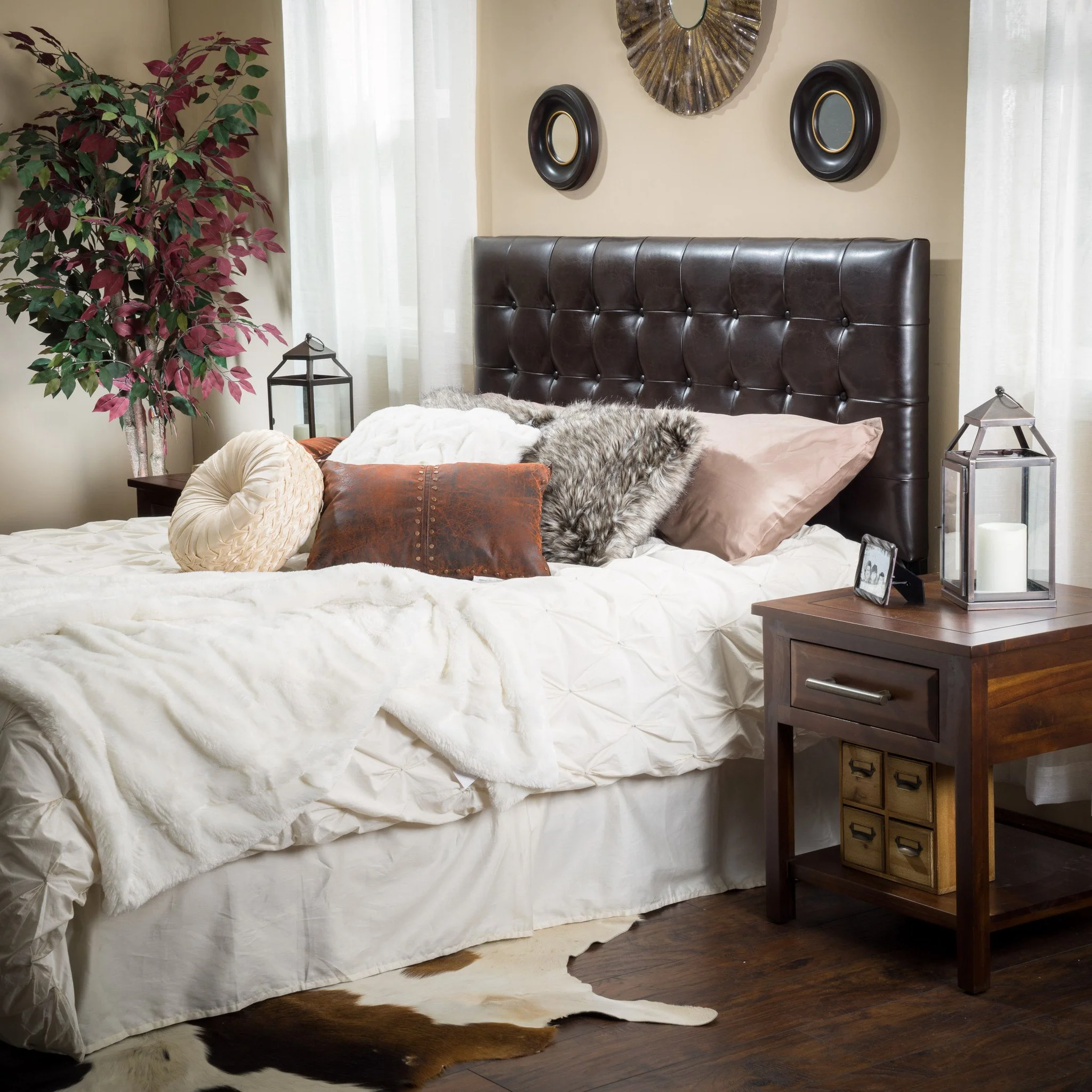 Lansing Queen/Full Brown Leather Headboard - furnishings