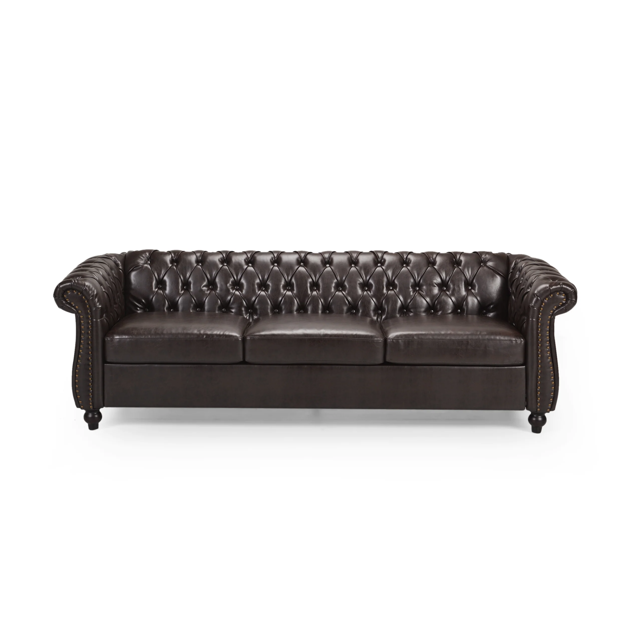 Adetokunbo Tufted Leather Chesterfield 3 Seater Sofa - furnishings