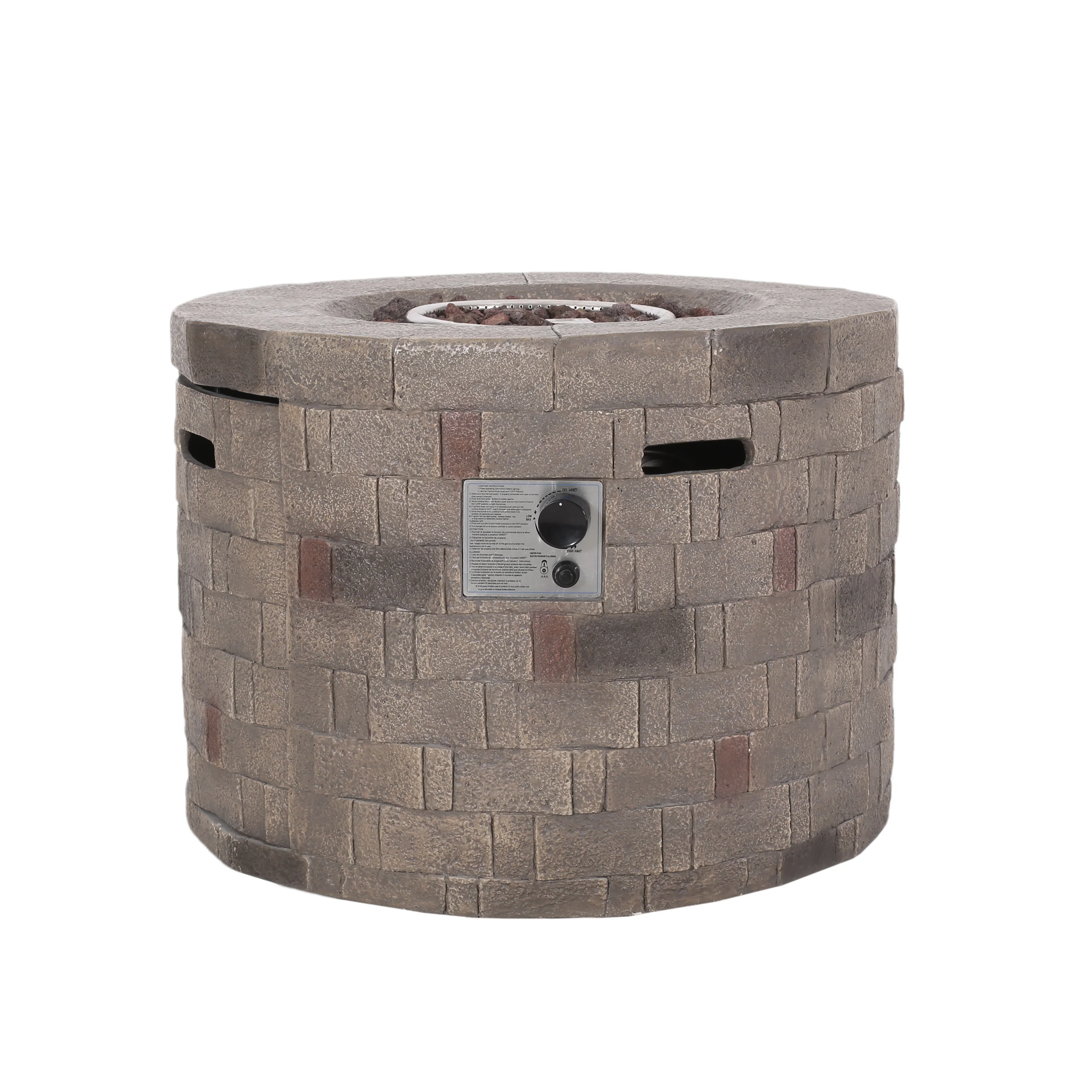 Kaur Outdoor Lightweight Concrete Circular Fire Pit - furnishings