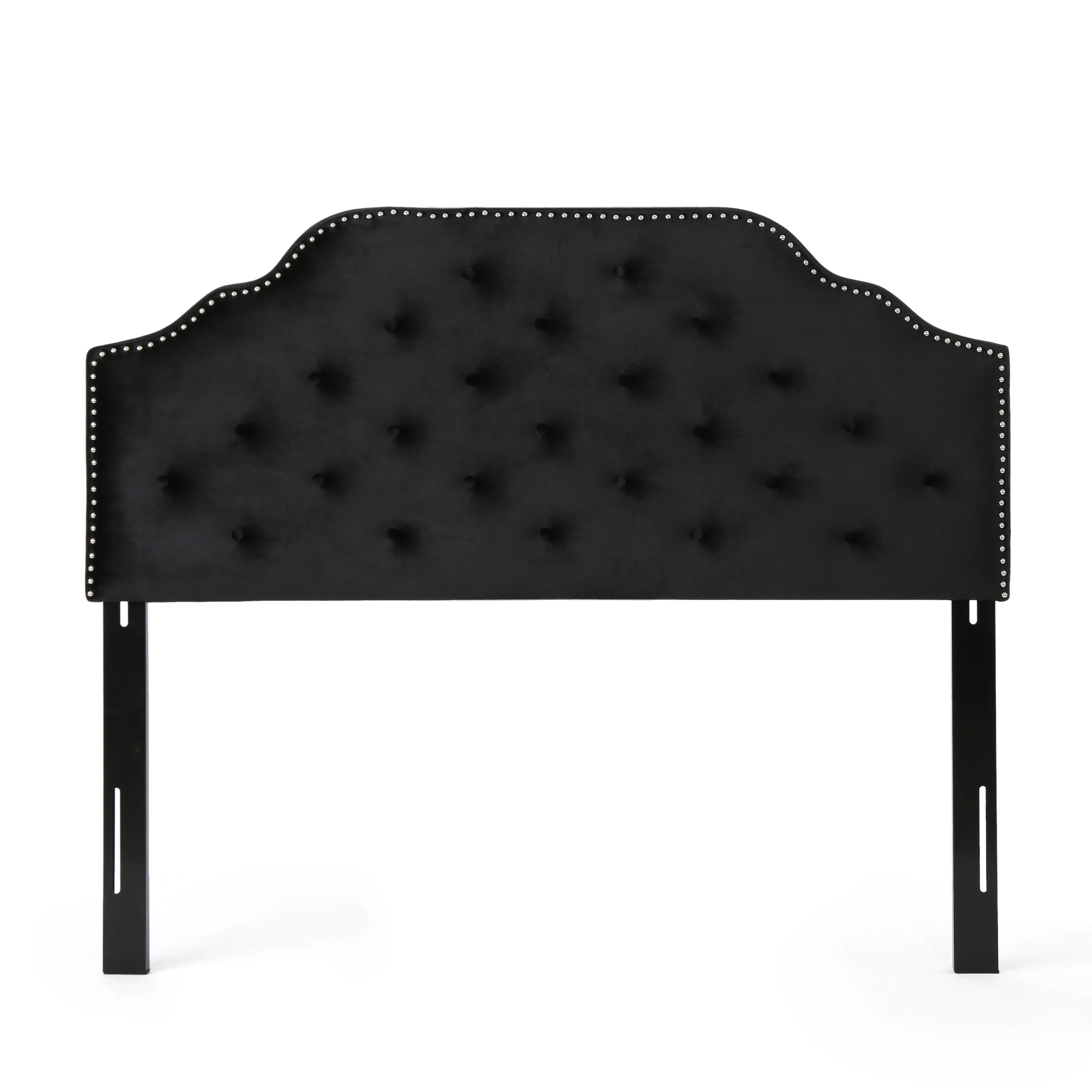 Falcon Contemporary Tufted New Velvet Queen/Full Headboard w/ Nailhead Accents - furnishings
