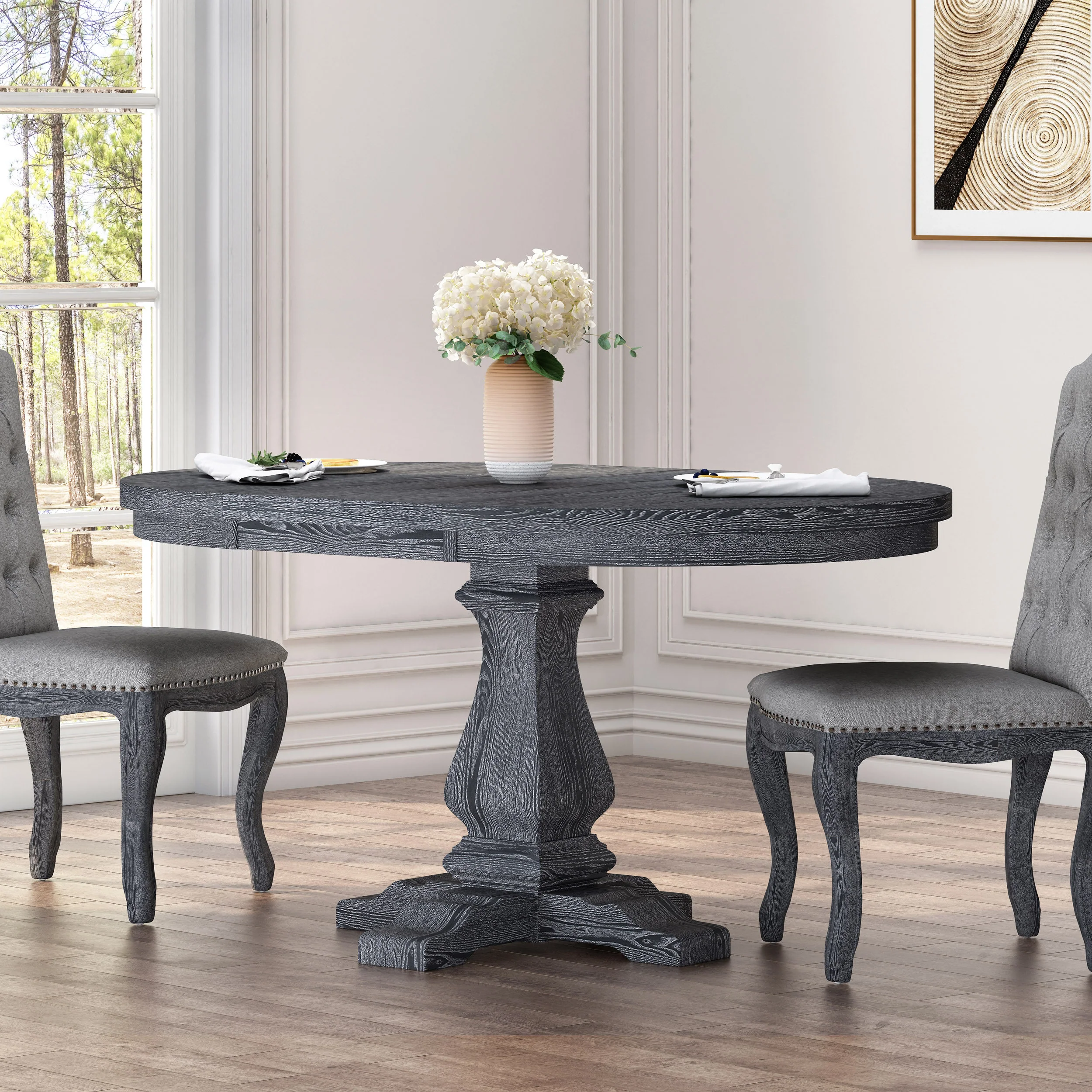 Carrick Rustic Wood Expandable Oval Dining Table - furnishings