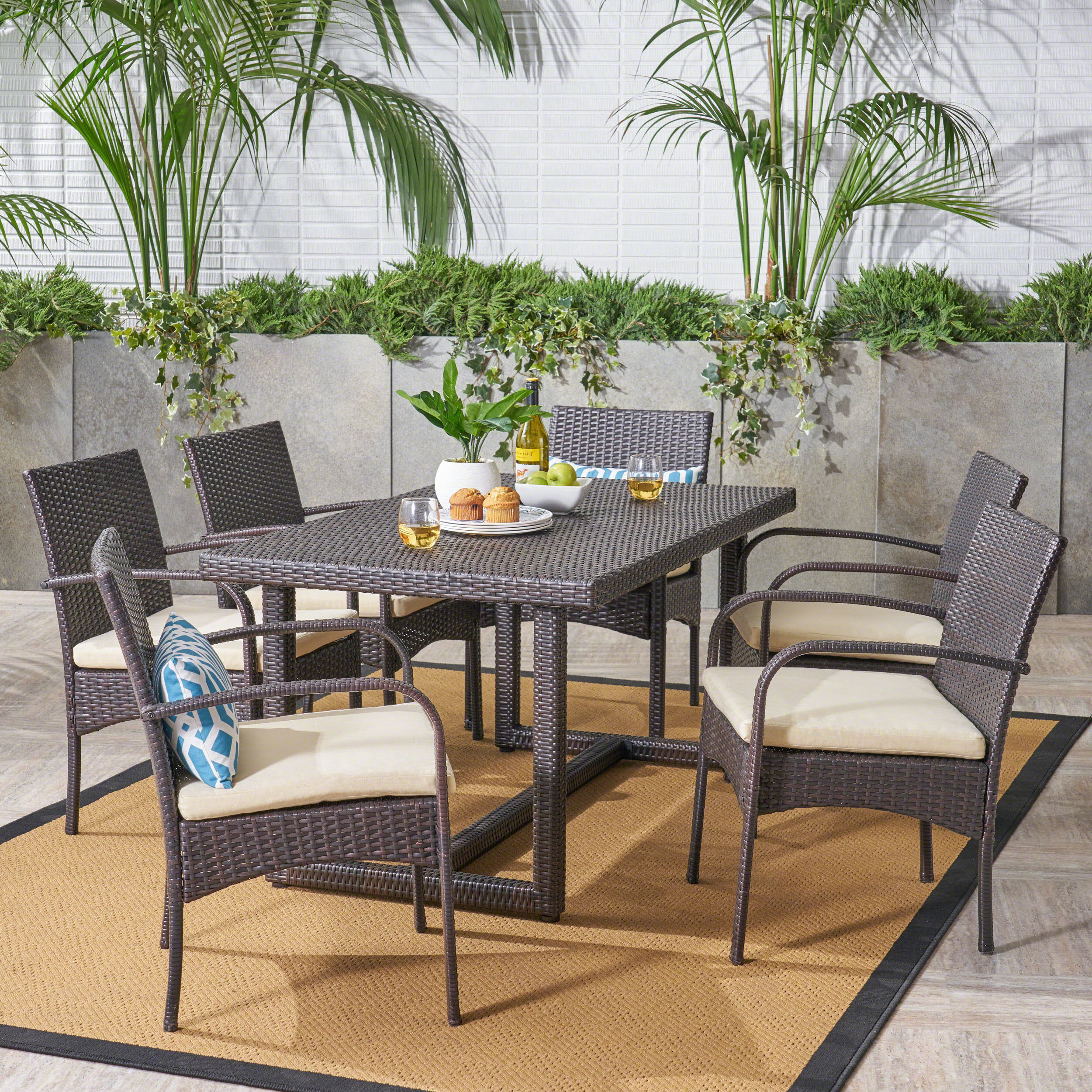 Acker Outdoor 7 Piece Wicker Dining Set - furnishings