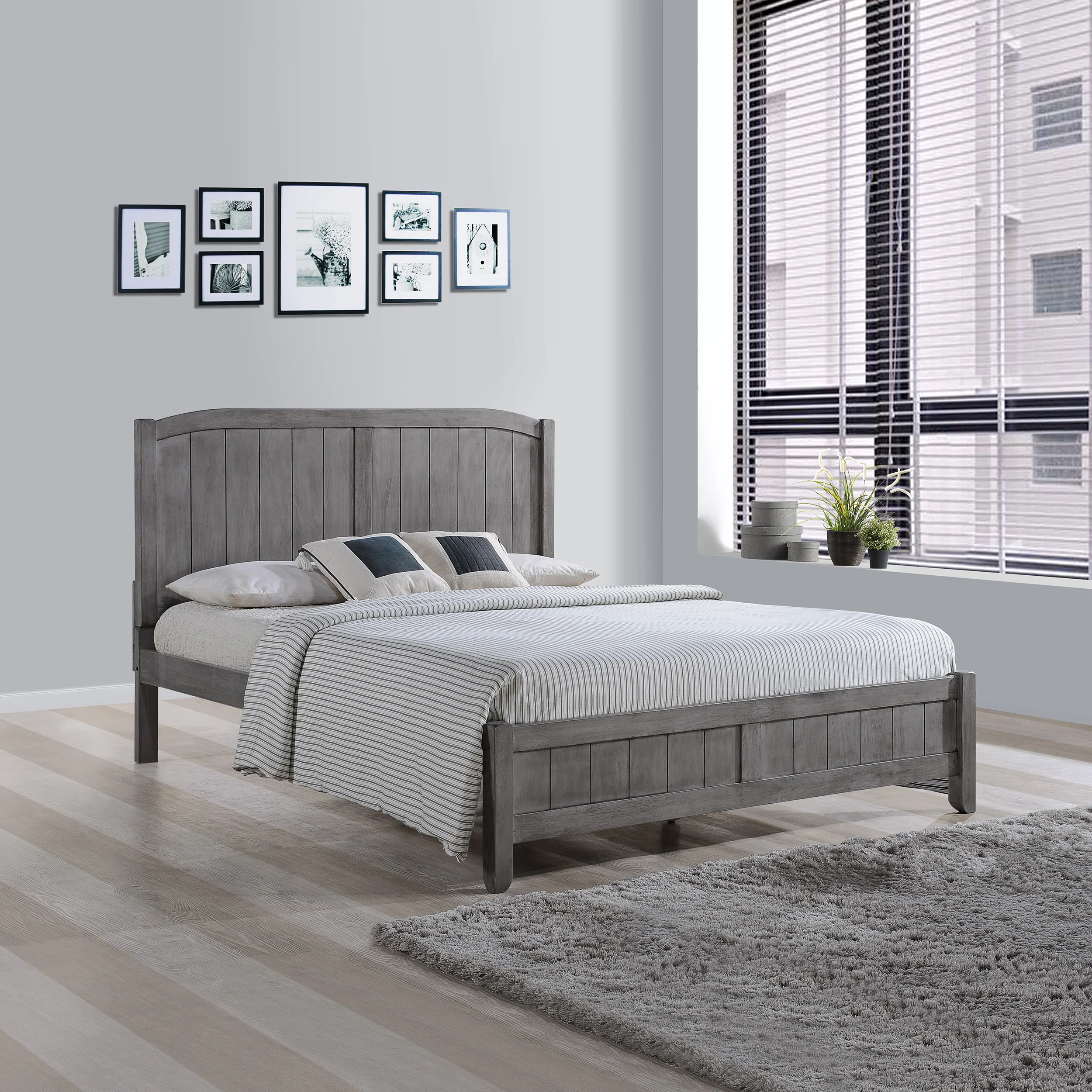 Camille Rustic Wooden Queen Platform Bed - furnishings