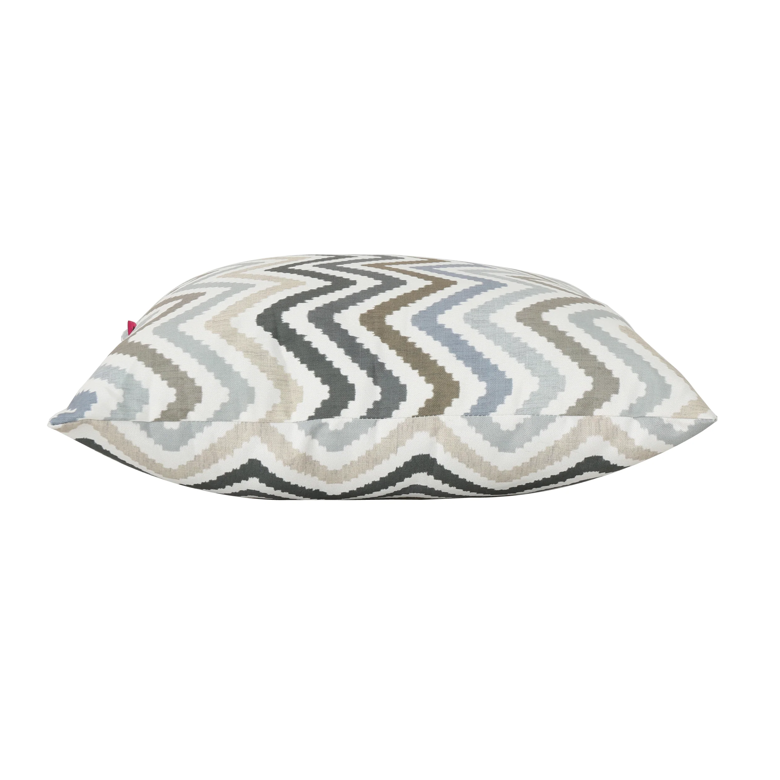 Callon Indoor Grey, Blue, and Brown Zig Zag Striped Water Resistant Square Throw Pillow - furnishings