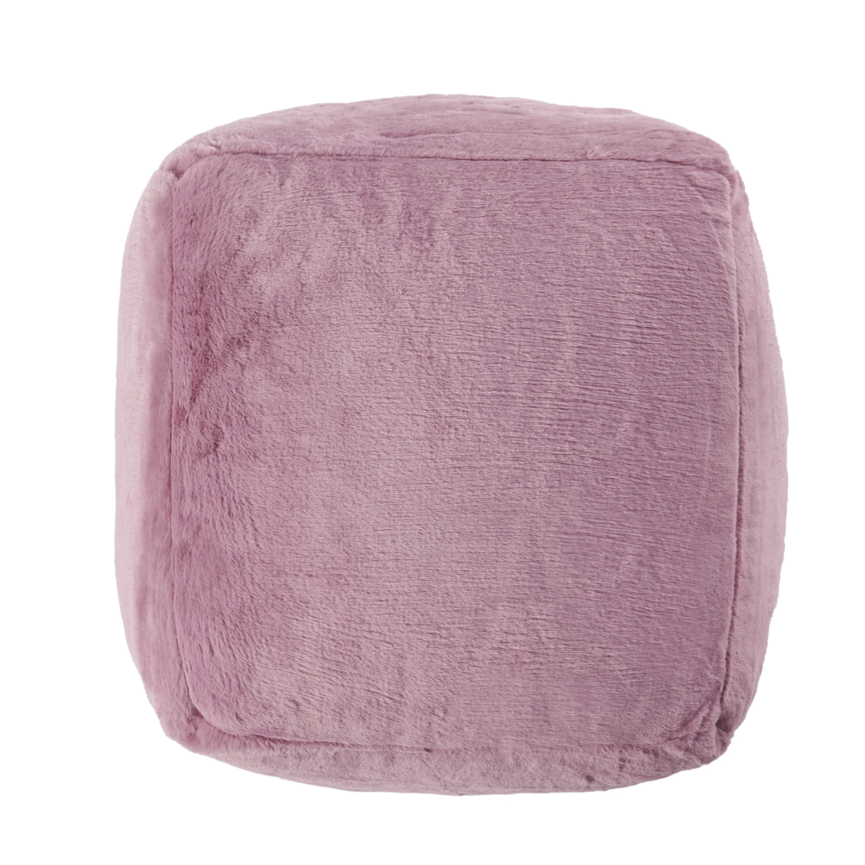Pickerel Modern Glam Faux Fur Cube Pouf - furnishings