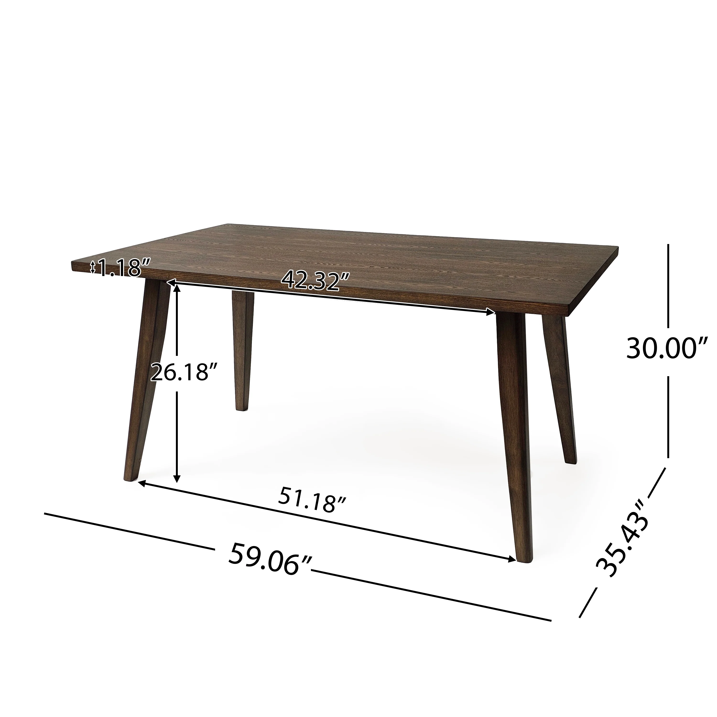 Kina Rubberwood 6-Seater Dining Table - furnishings